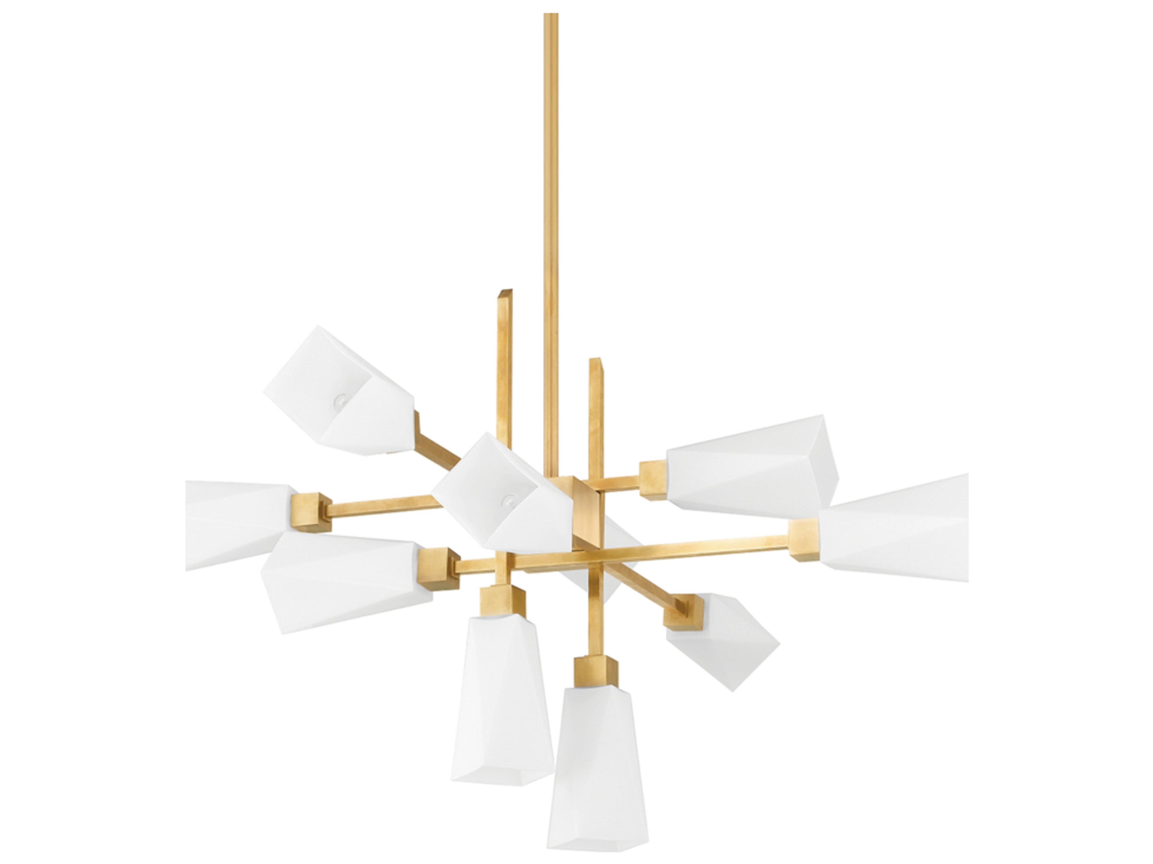 Artemis 10-Light Vintage Brass White Linear Chandelier