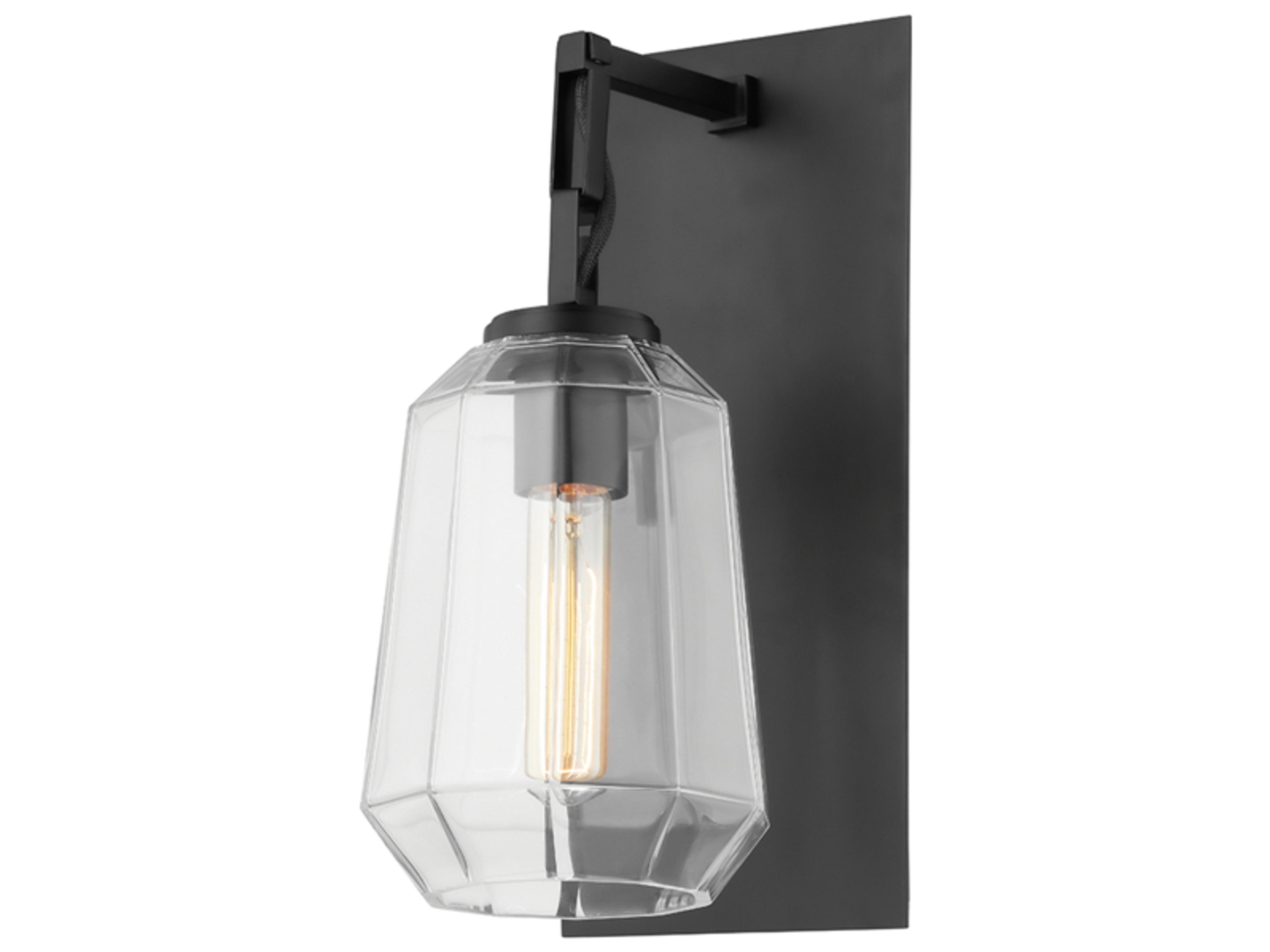 Copenhagen 1-Light Black Brass Glass Wall Sconce