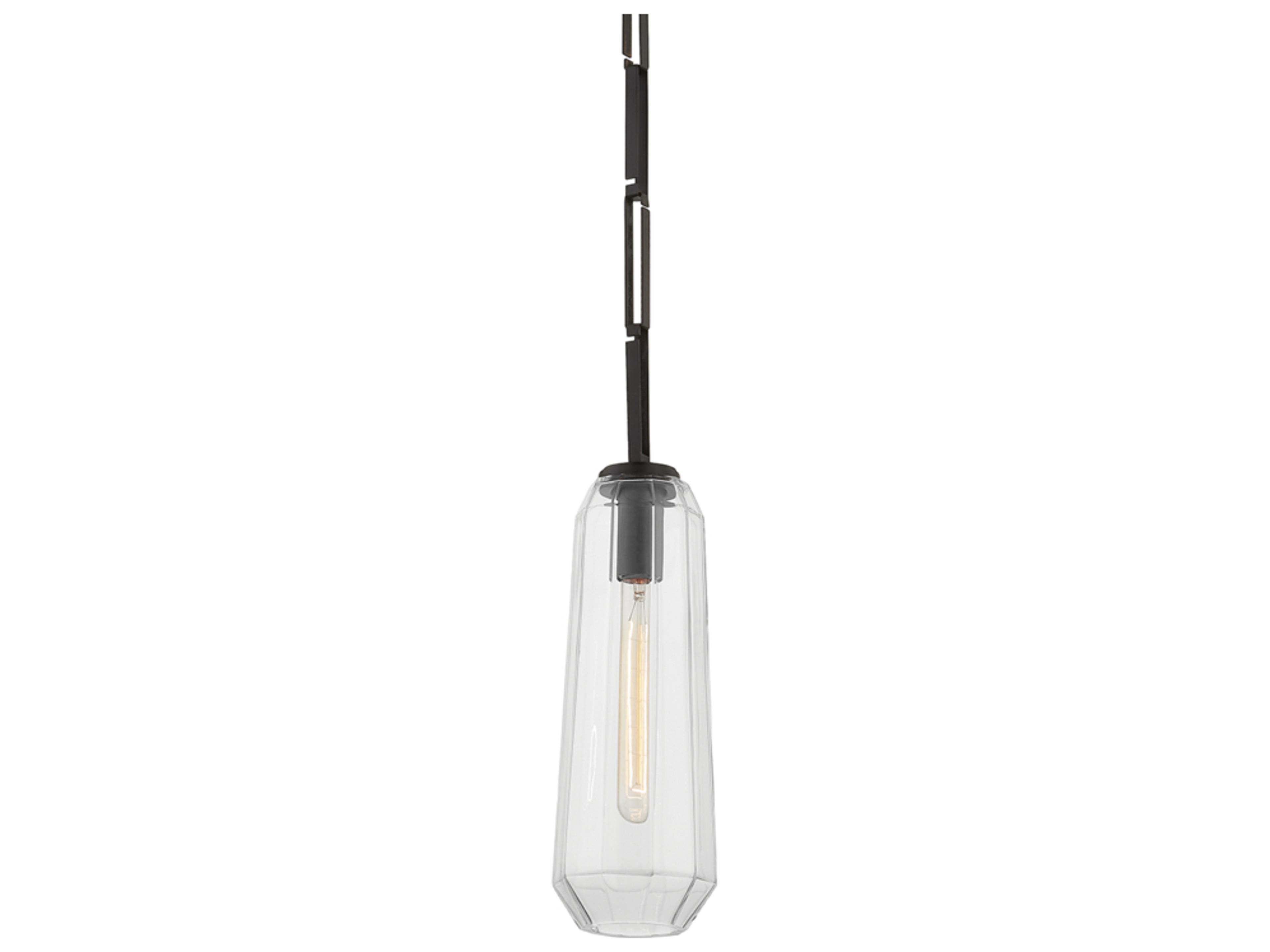 Copenhagen 1-Light Black Brass Glass Cylinder Mini Pendant