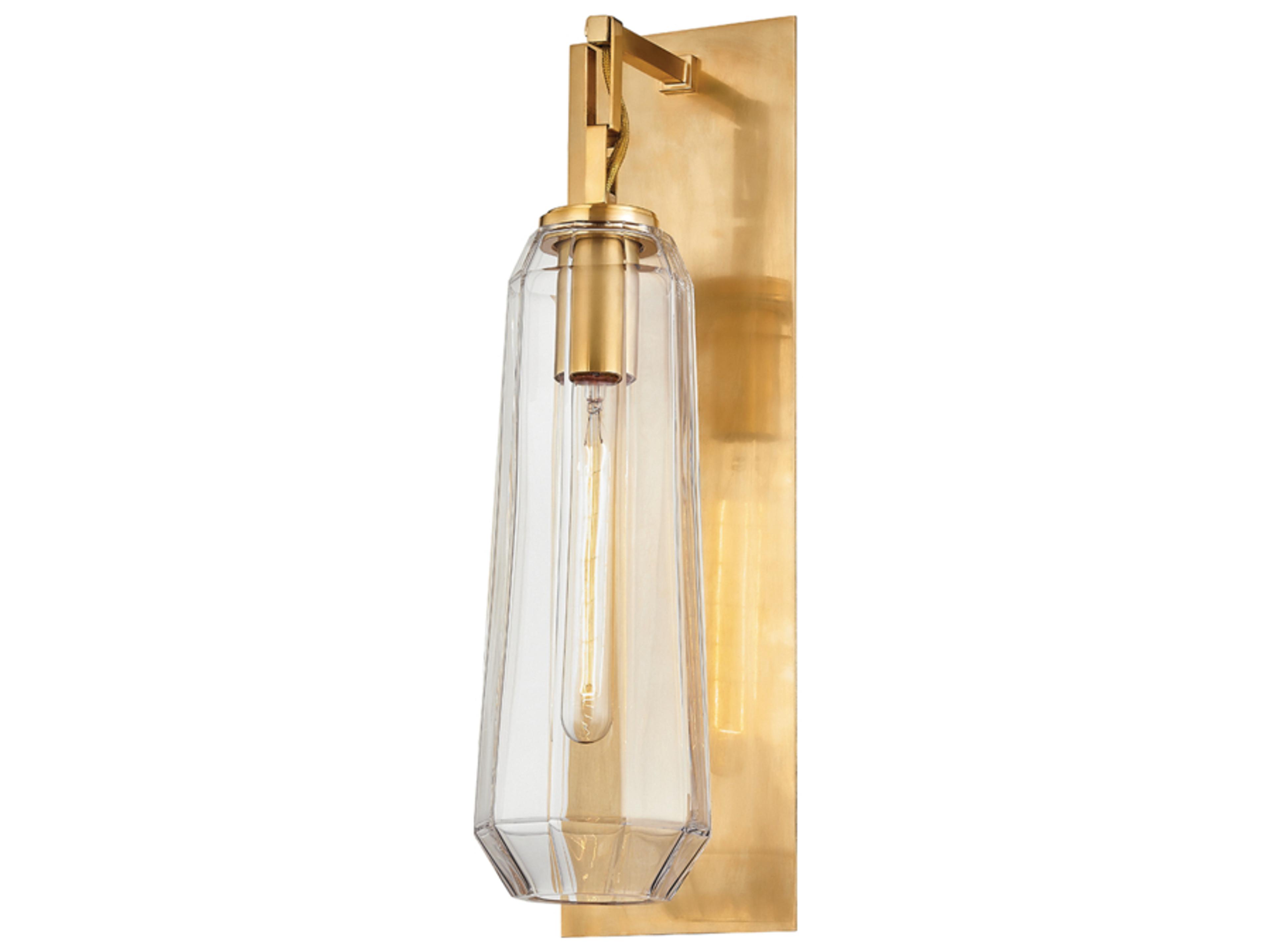 Copenhagen 1-Light Vintage Brass Glass Wall Sconce