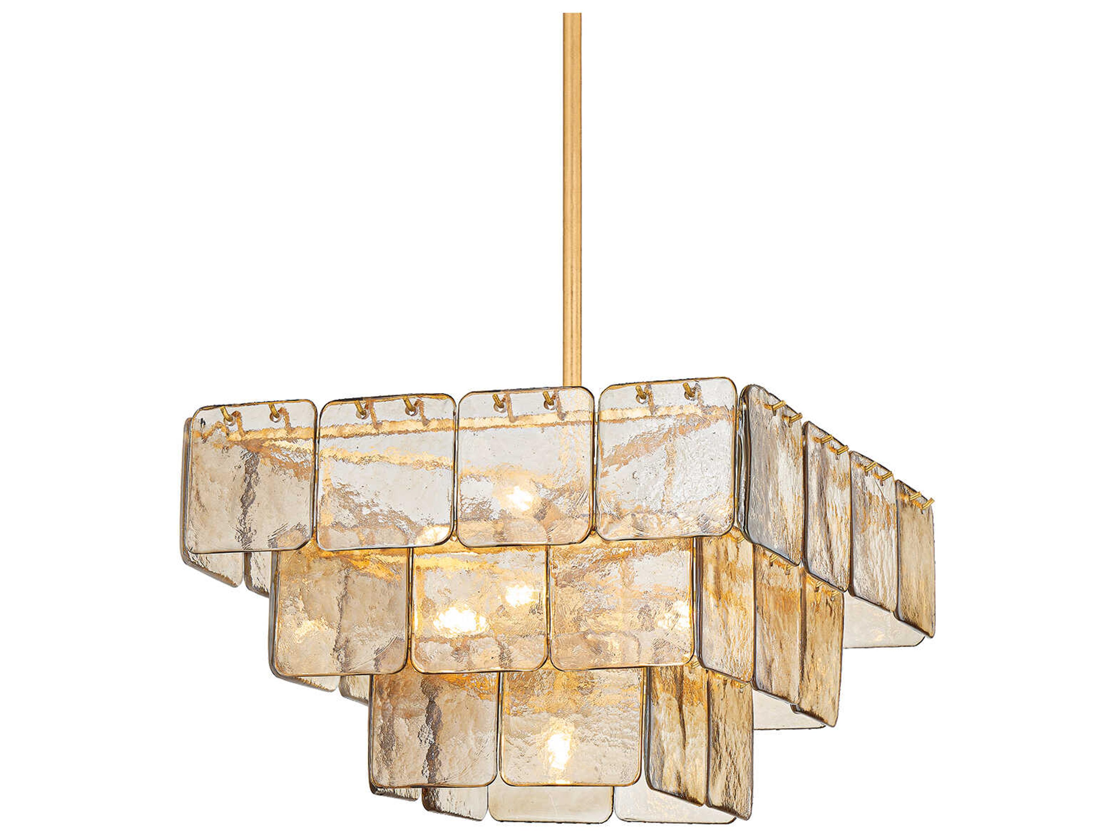 Regal 9-Light Vintage Gold Leaf Tiered Chandelier