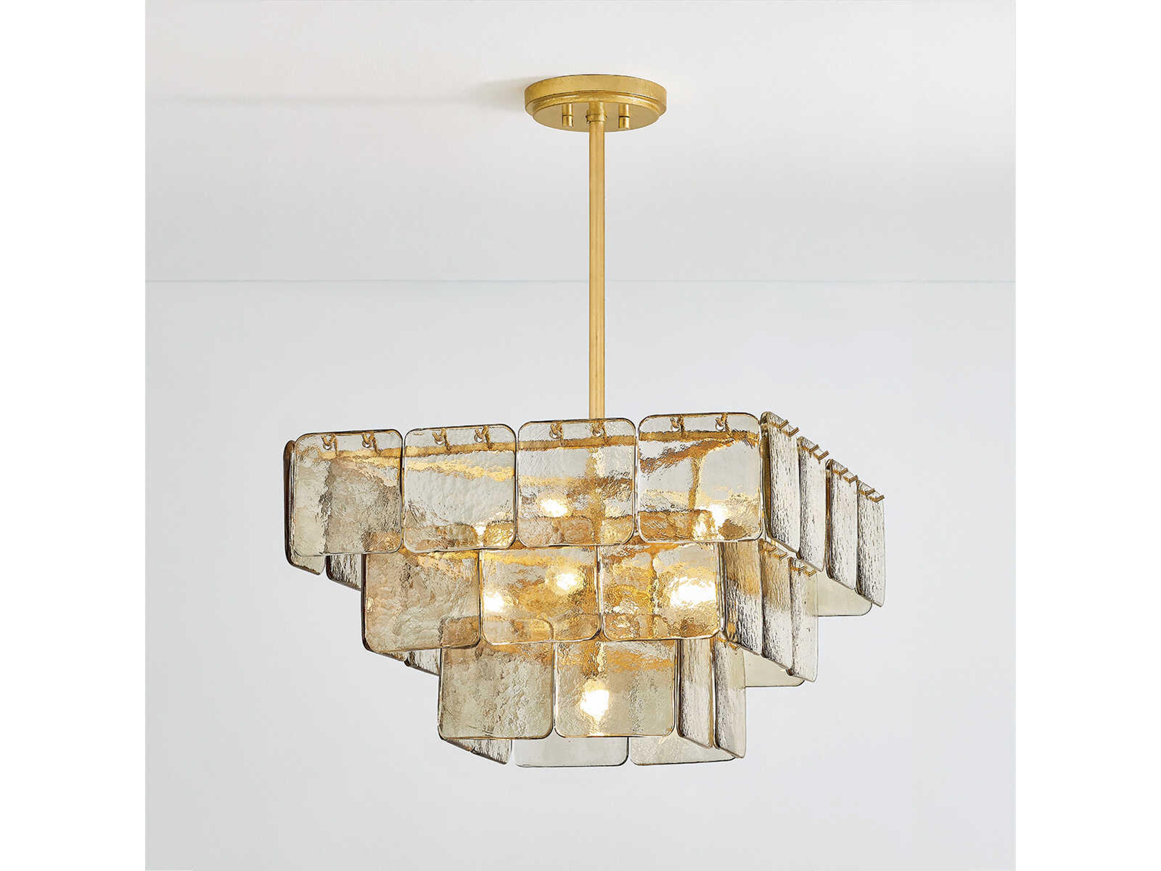 Corbett Lighting Regal 9-Light Vintage Gold Leaf Tiered Chandelier