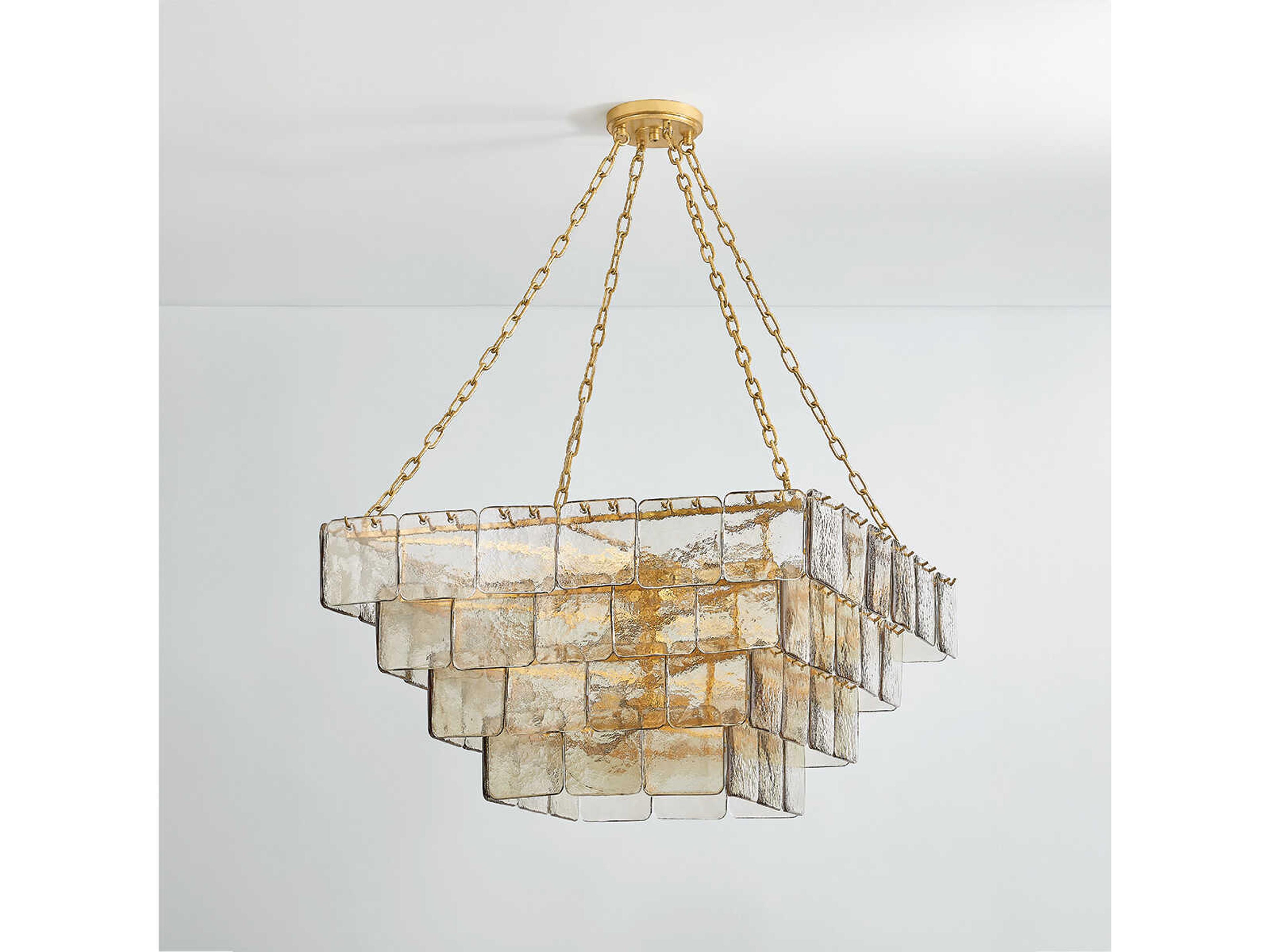 Corbett Lighting Regal 17-Light Vintage Gold Leaf Tiered Chandelier