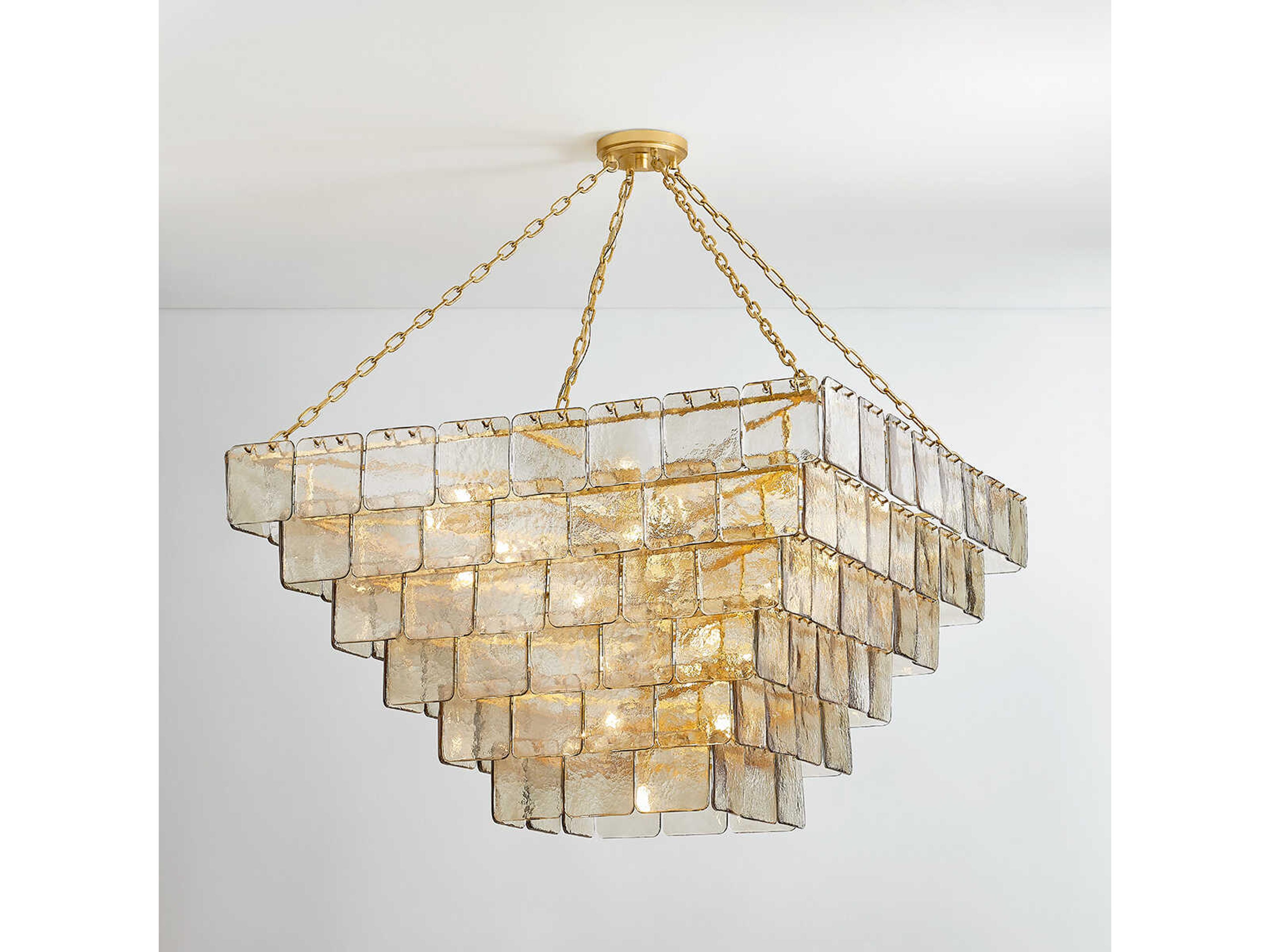 Corbett Lighting Regal 29-Light Vintage Gold Leaf Brass Tiered Chandelier