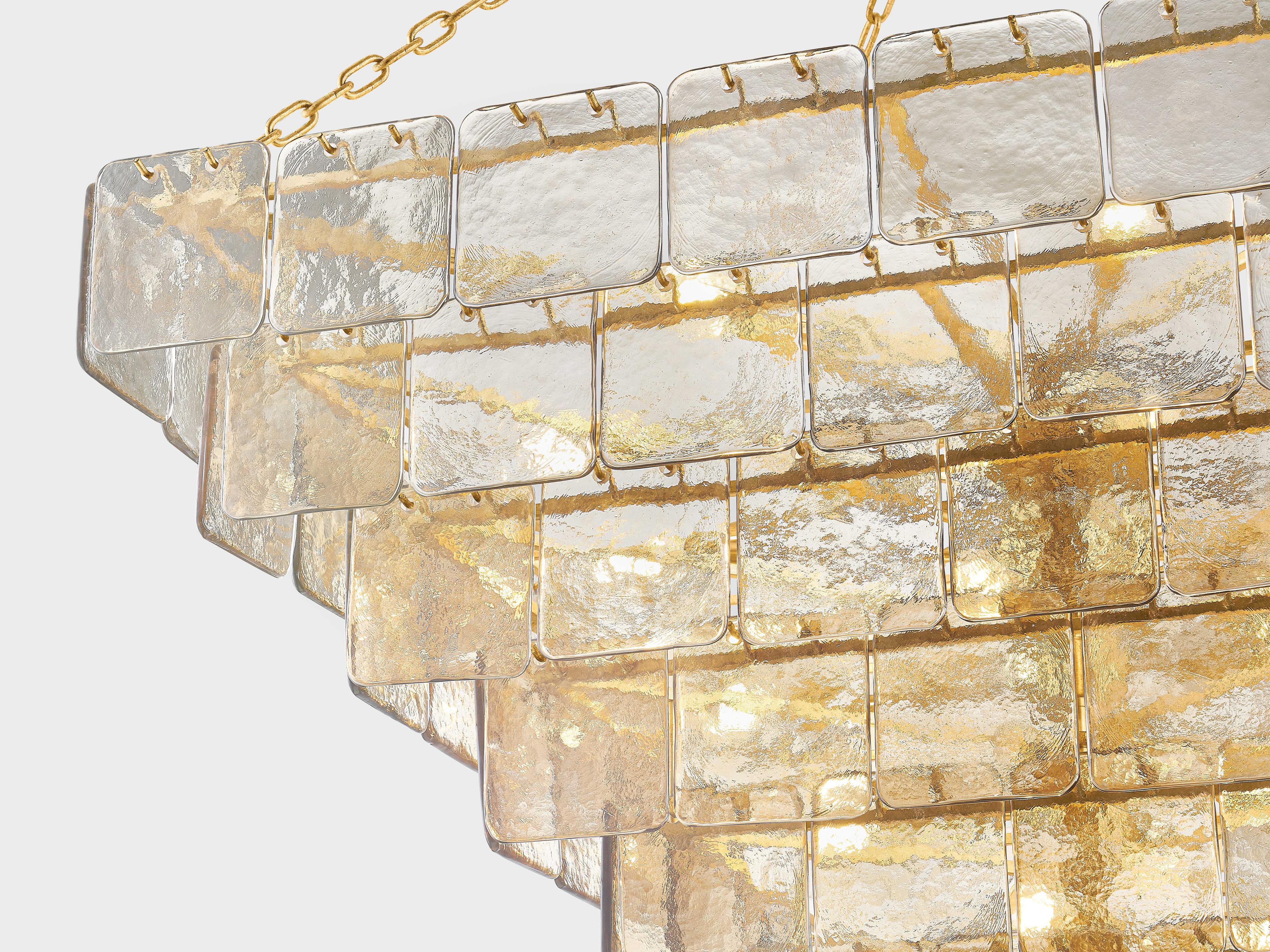 Corbett Lighting Regal 29-Light Vintage Gold Leaf Brass Tiered Chandelier