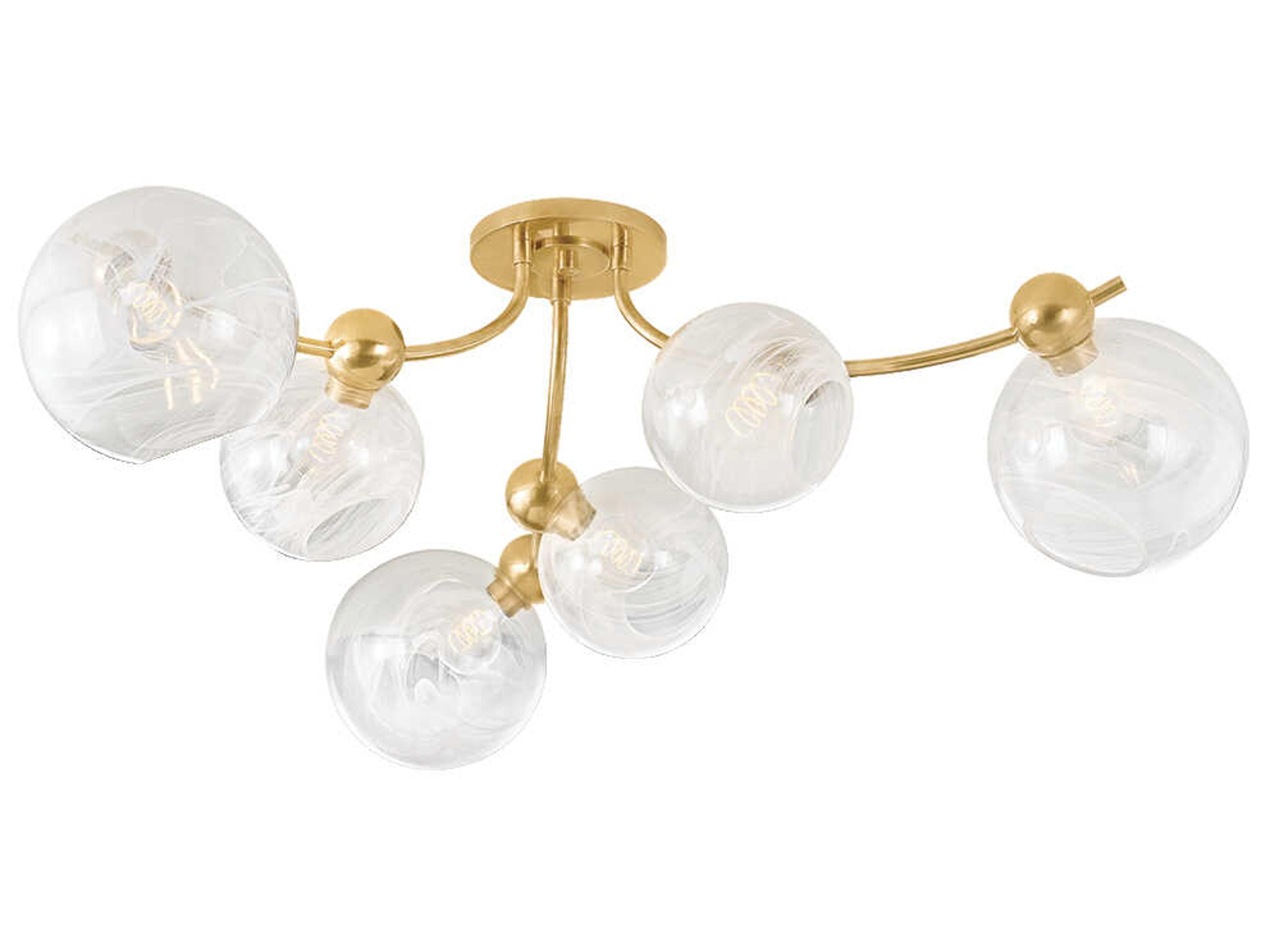 Corbett Lighting Astraia 6-Light Vintage Brass Globe Semi Flush Mount