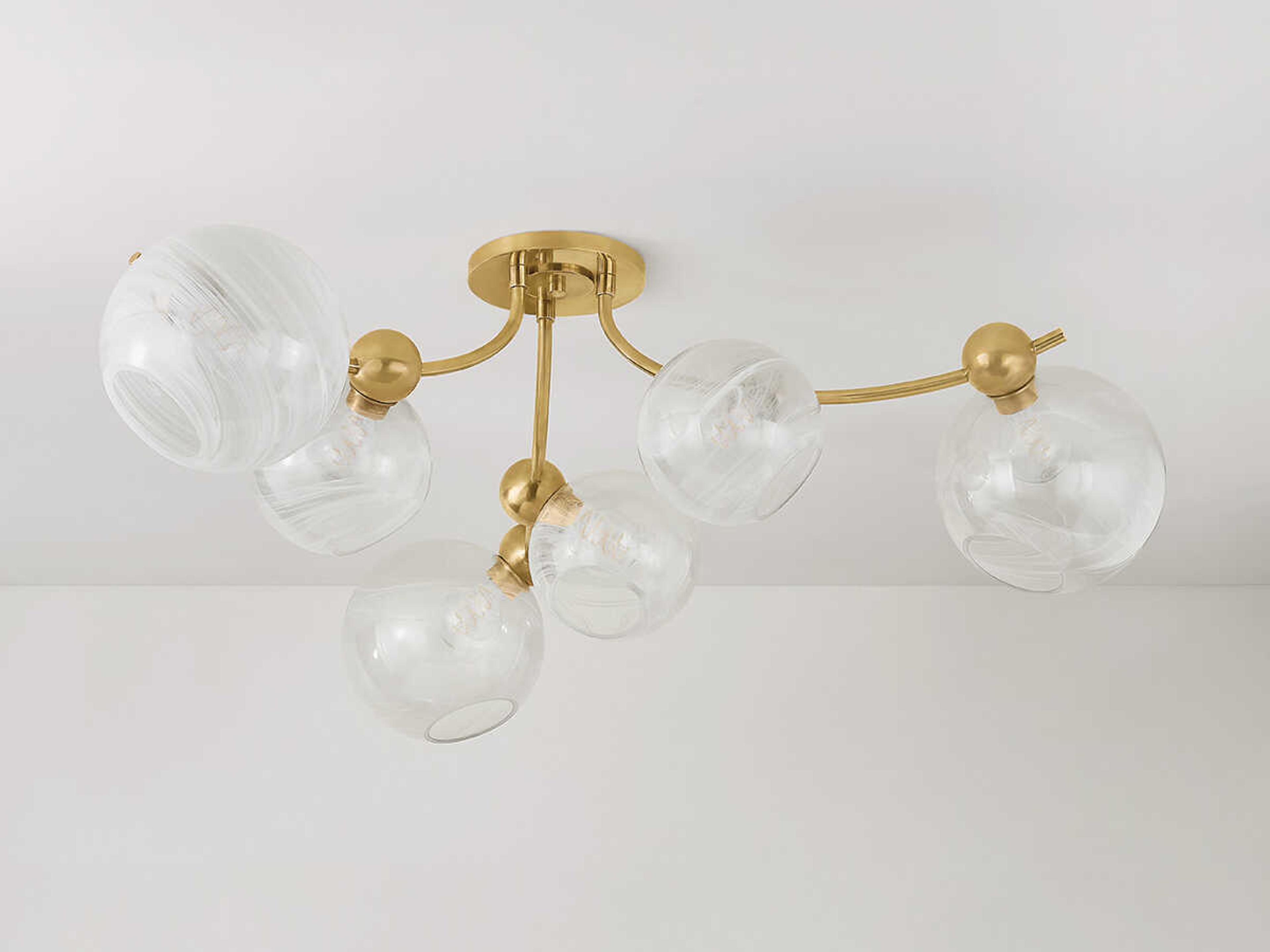 Corbett Lighting Astraia 6-Light Vintage Brass Globe Semi Flush Mount