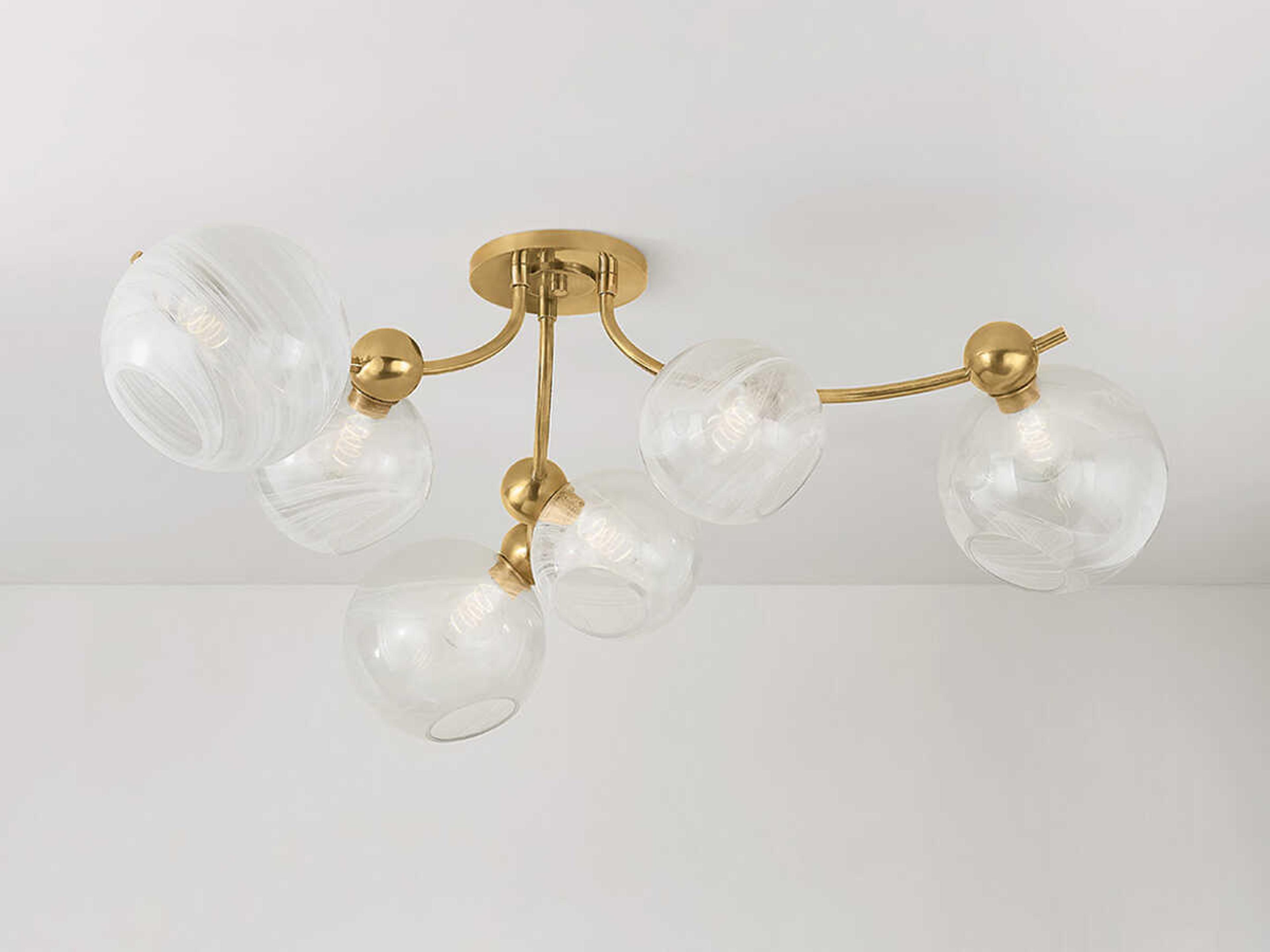 Corbett Lighting Astraia 6-Light Vintage Brass Globe Semi Flush Mount