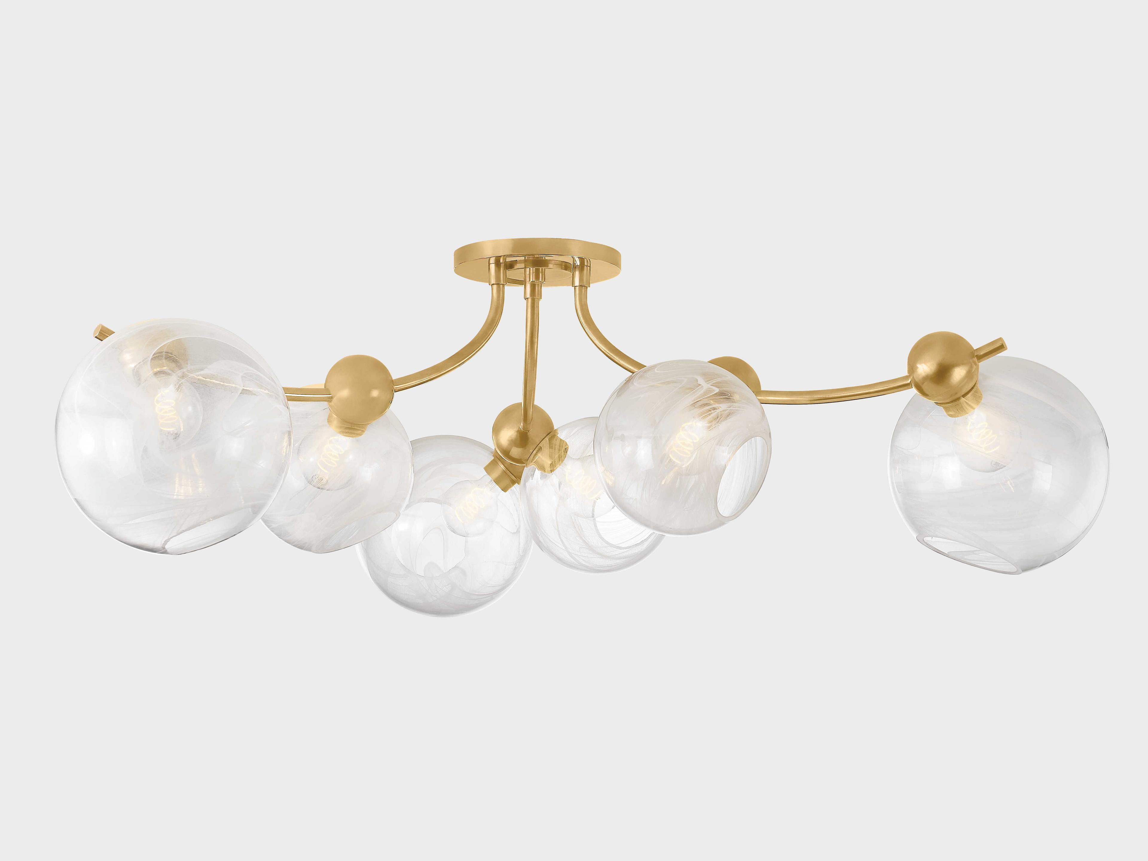 Corbett Lighting Astraia 6-Light Vintage Brass Globe Semi Flush Mount