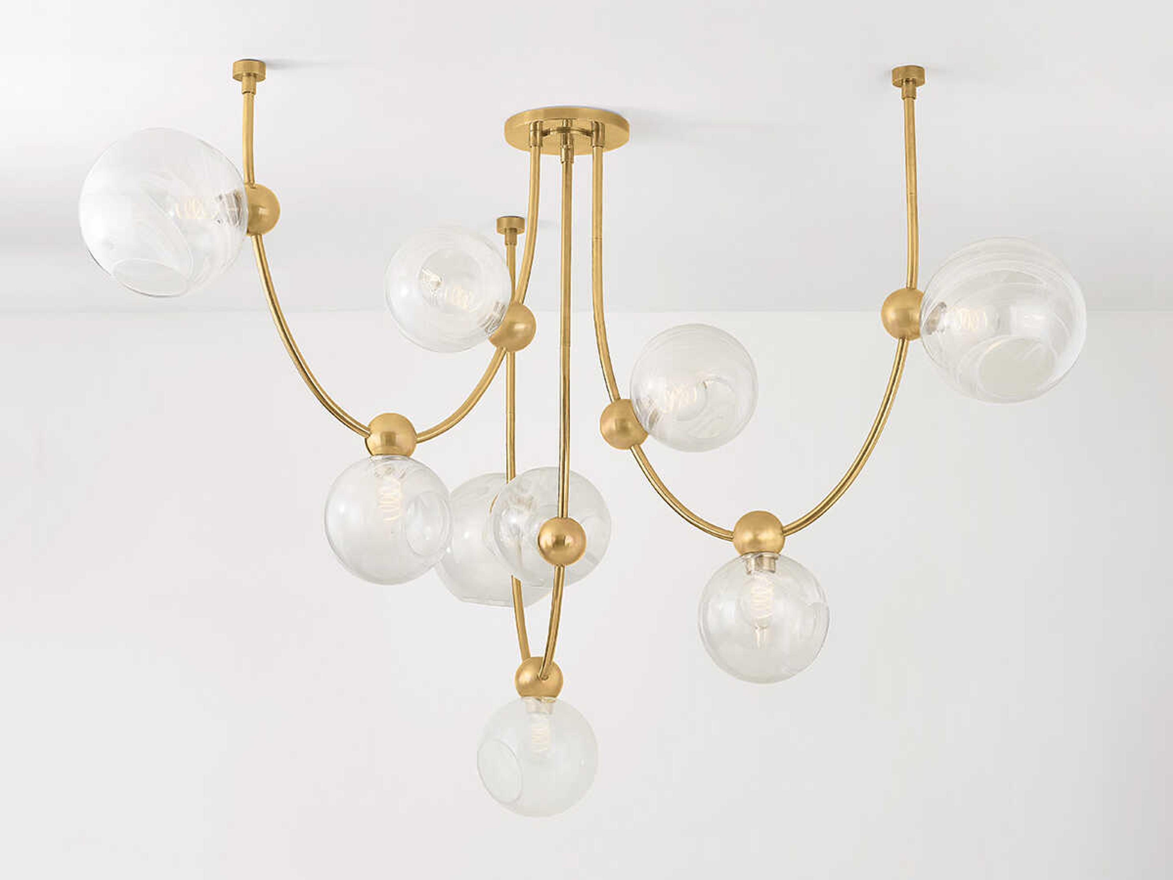 Corbett Lighting Astraia 9-Light Vintage Brass Globe Chandelier