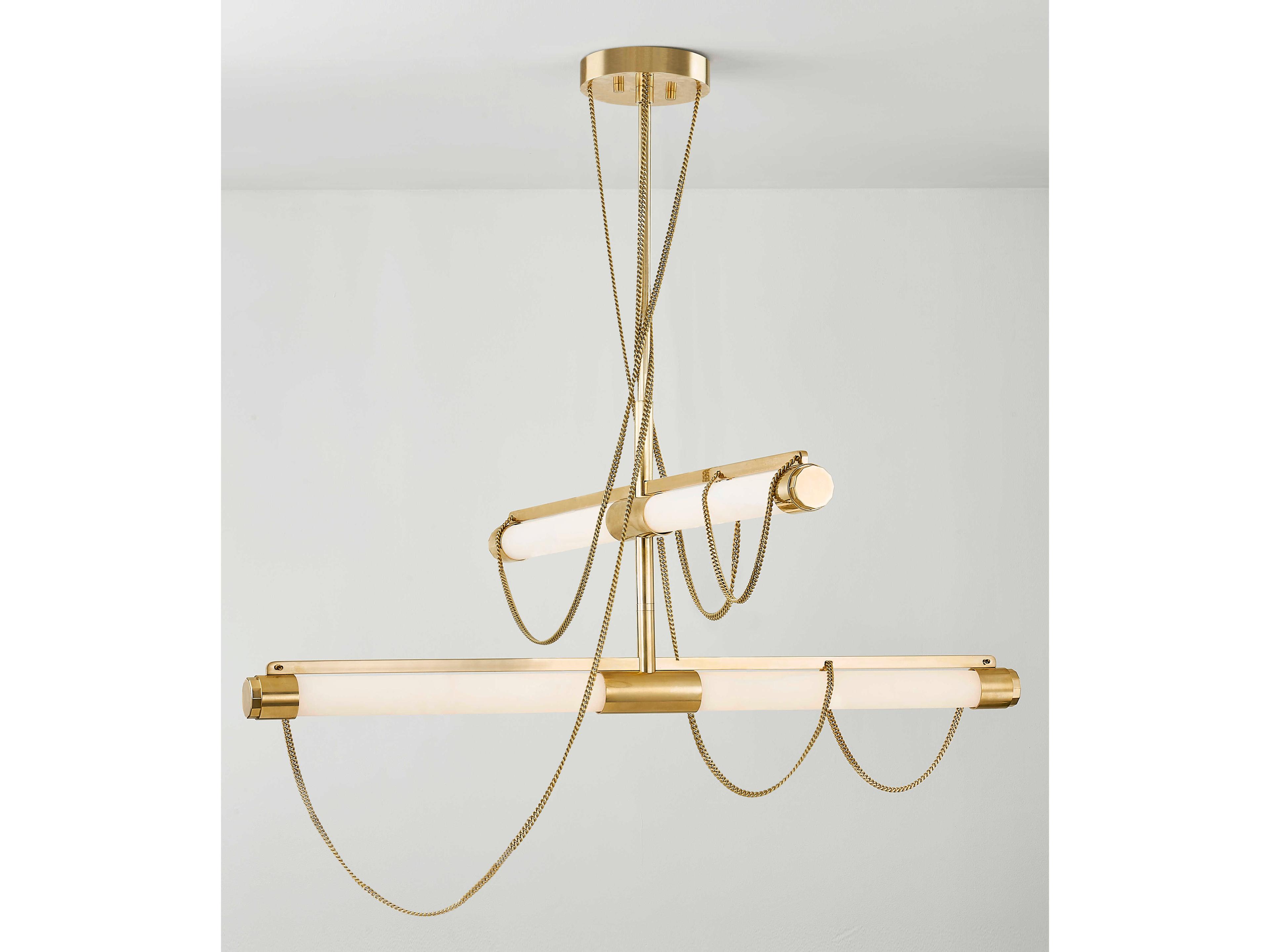 Corbett Lighting Lariat 4-Light Vintage Brass Linear Tiered Island Pendant