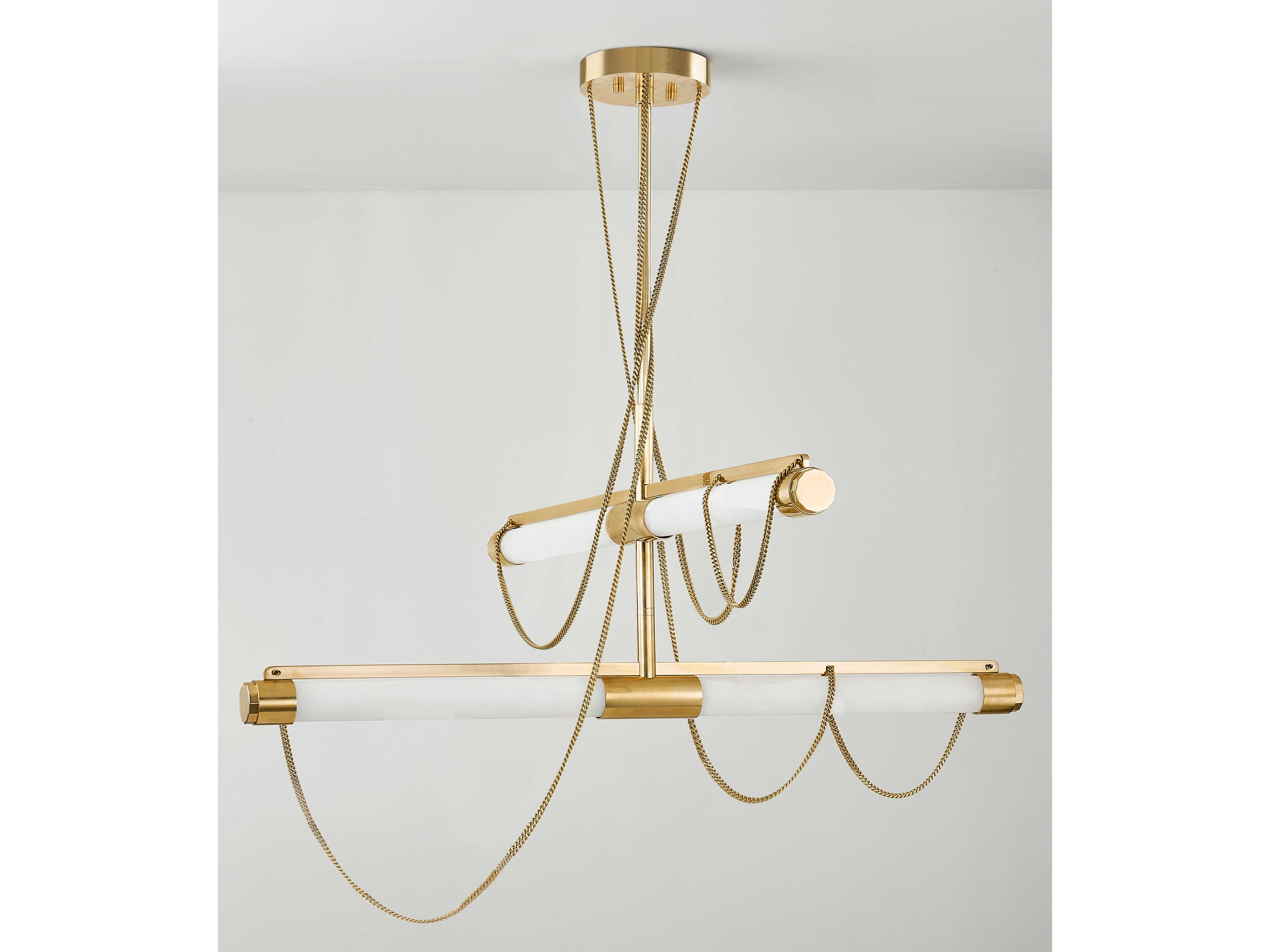 Corbett Lighting Lariat 4-Light Vintage Brass Linear Tiered Island Pendant