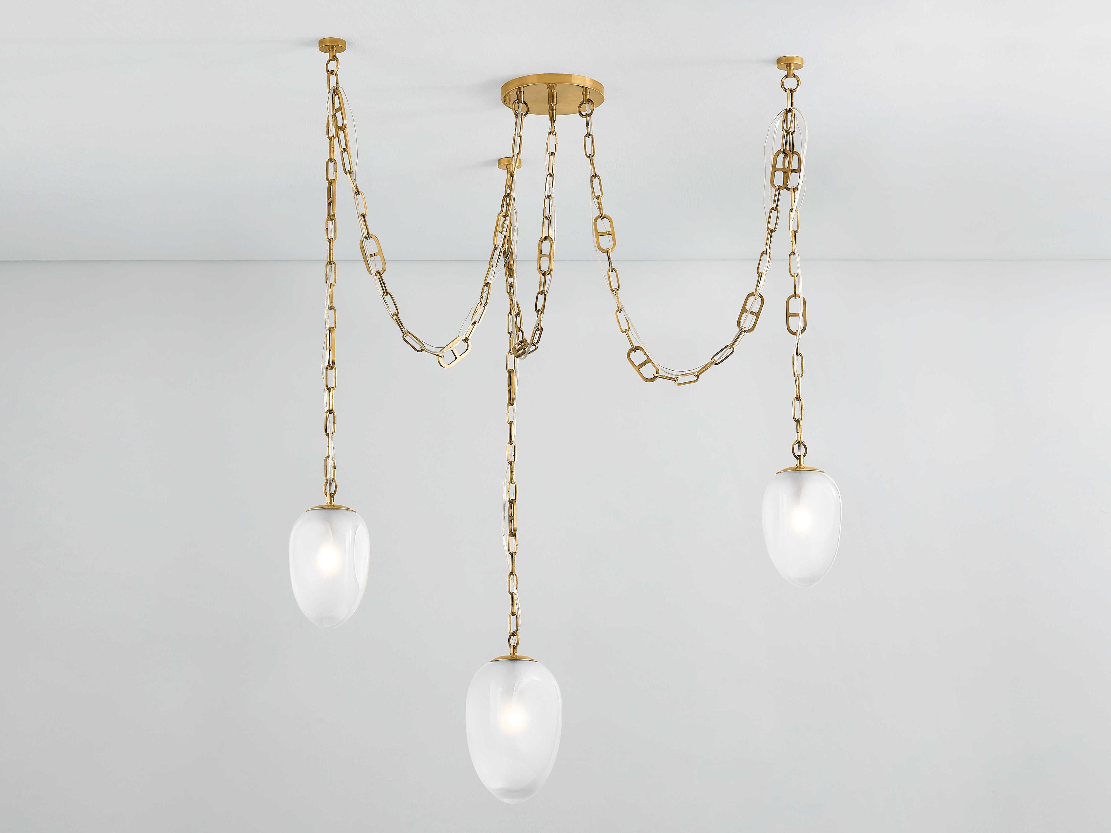 Corbett Lighting Daith 3-Light Vintage Brass Chandelier