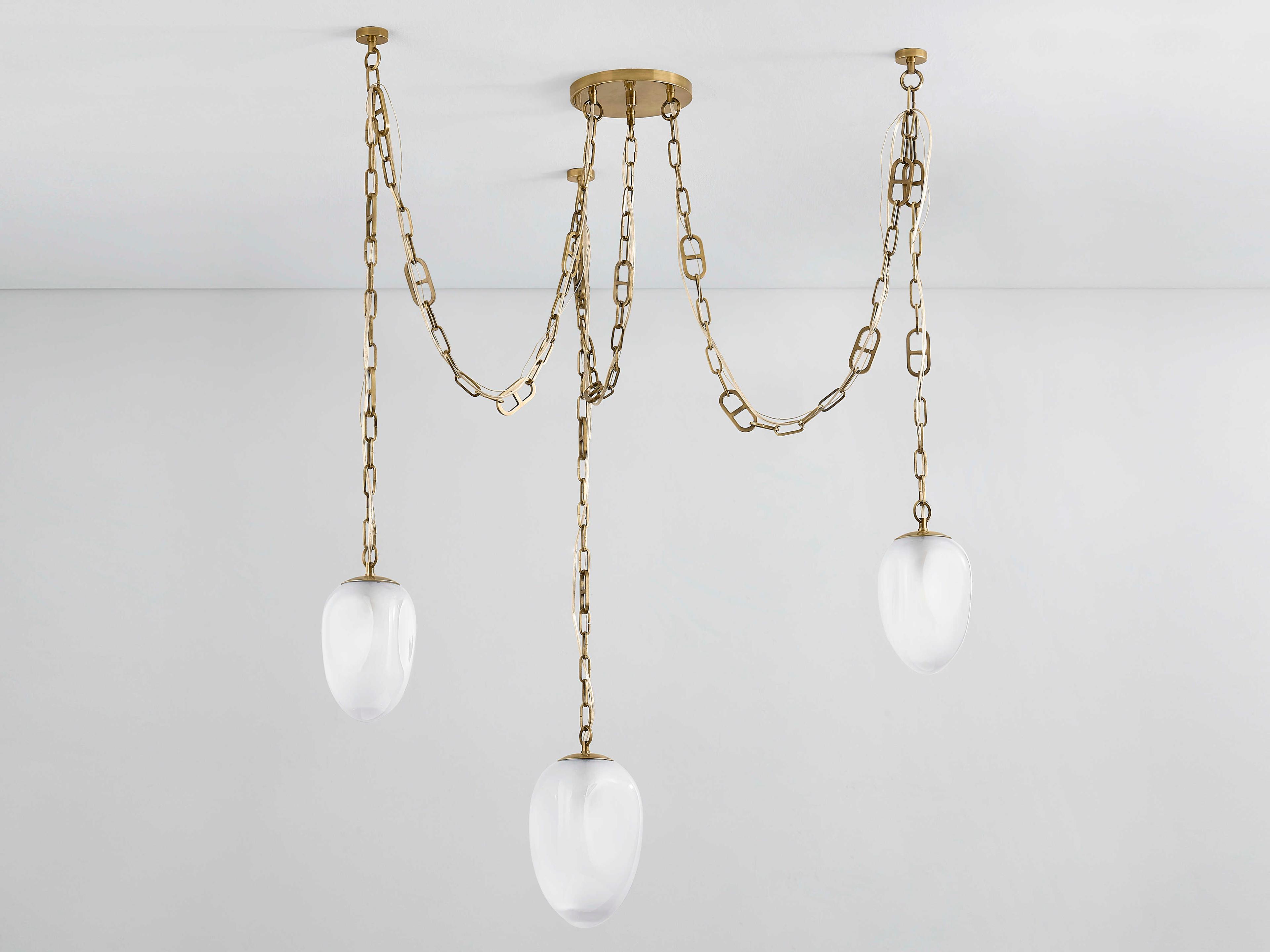 Corbett Lighting Daith 3-Light Vintage Brass Chandelier