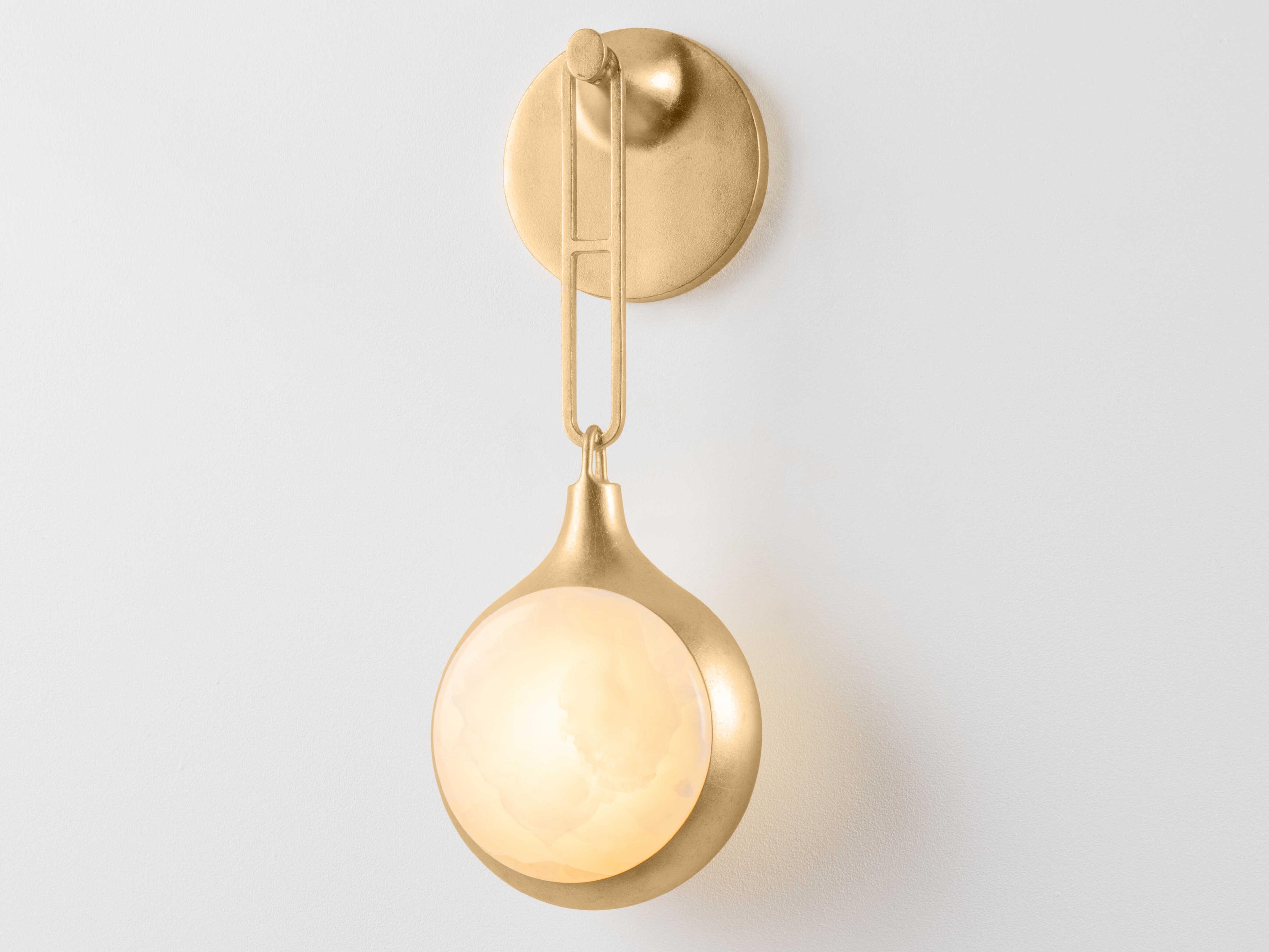 Corbett Lighting Riviere 1-Light Vintage Gold Leaf Brass Wall Sconce