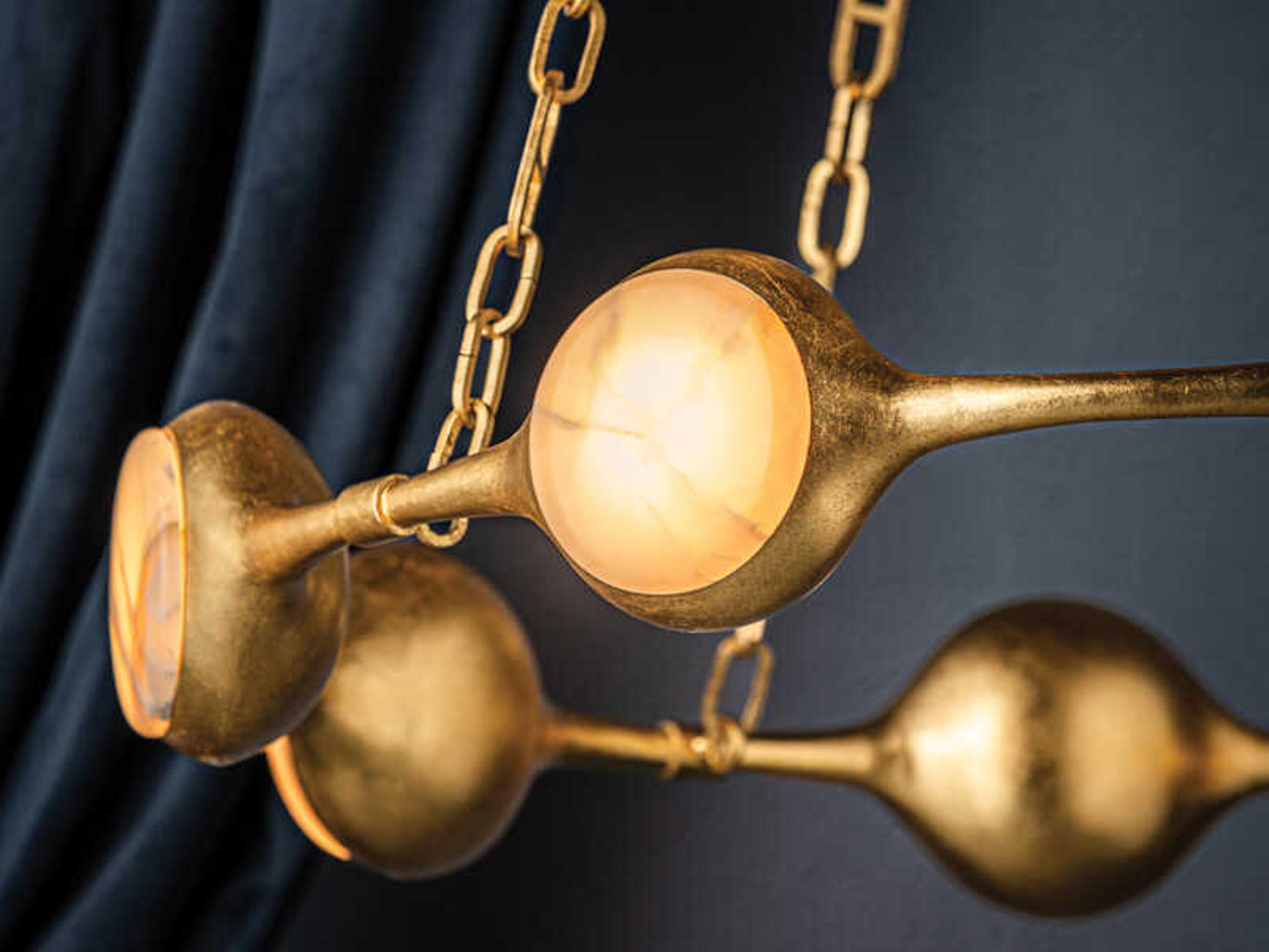 Corbett Lighting Riviere 8-Light Vintage Gold Leaf Brass Round Chandelier