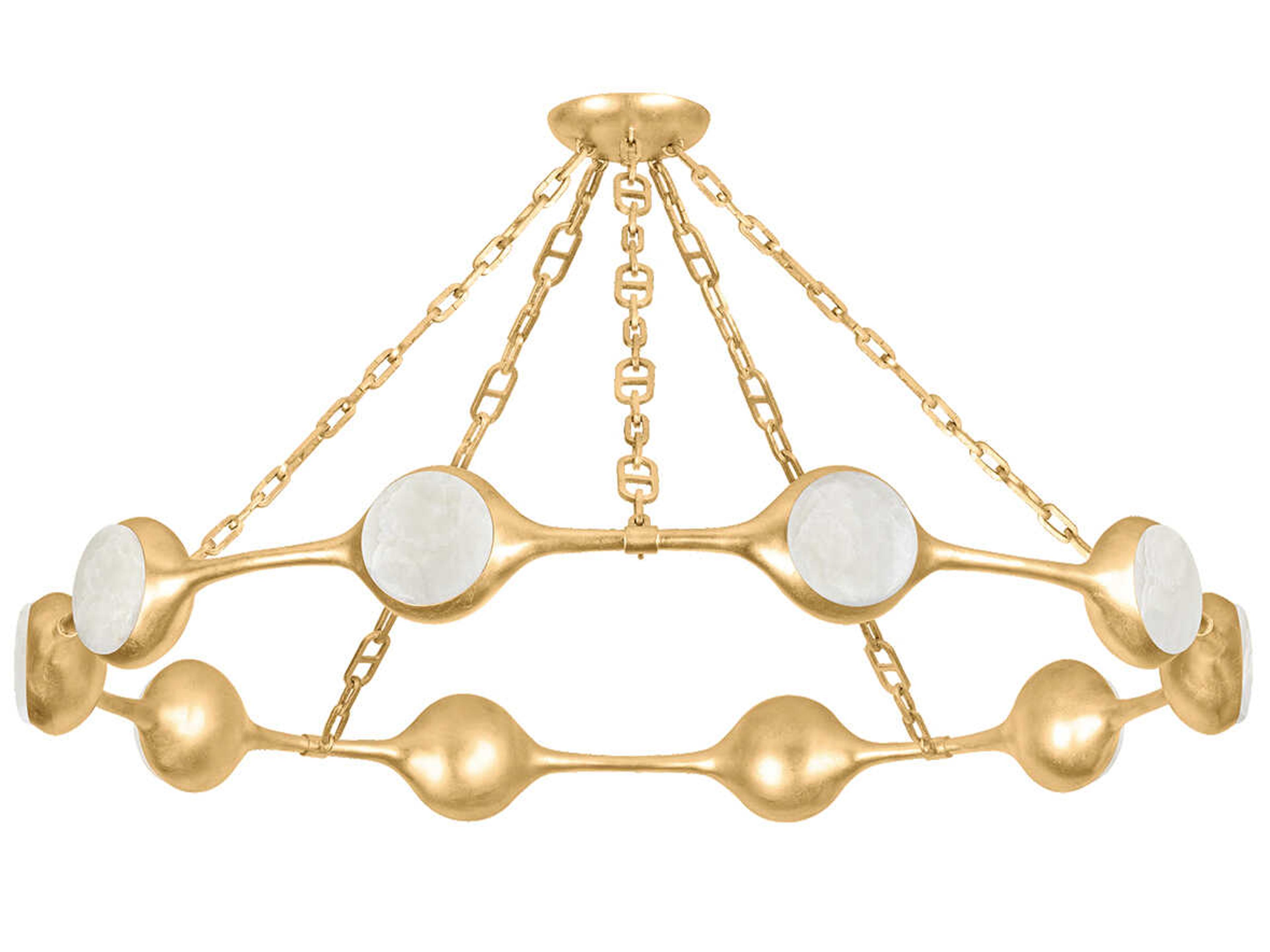 Riviere 10-Light Vintage Gold Leaf Round Chandelier