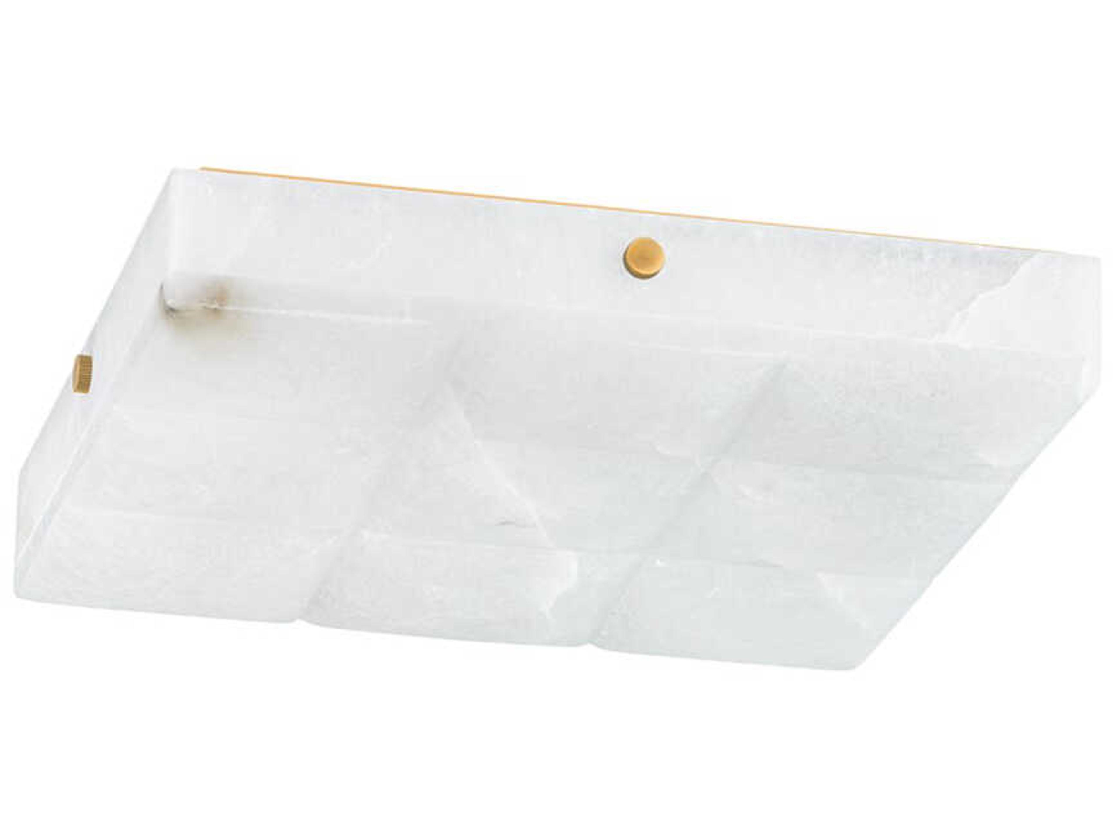 Gypsum 1-Light Vintage Brass White Flush Mount