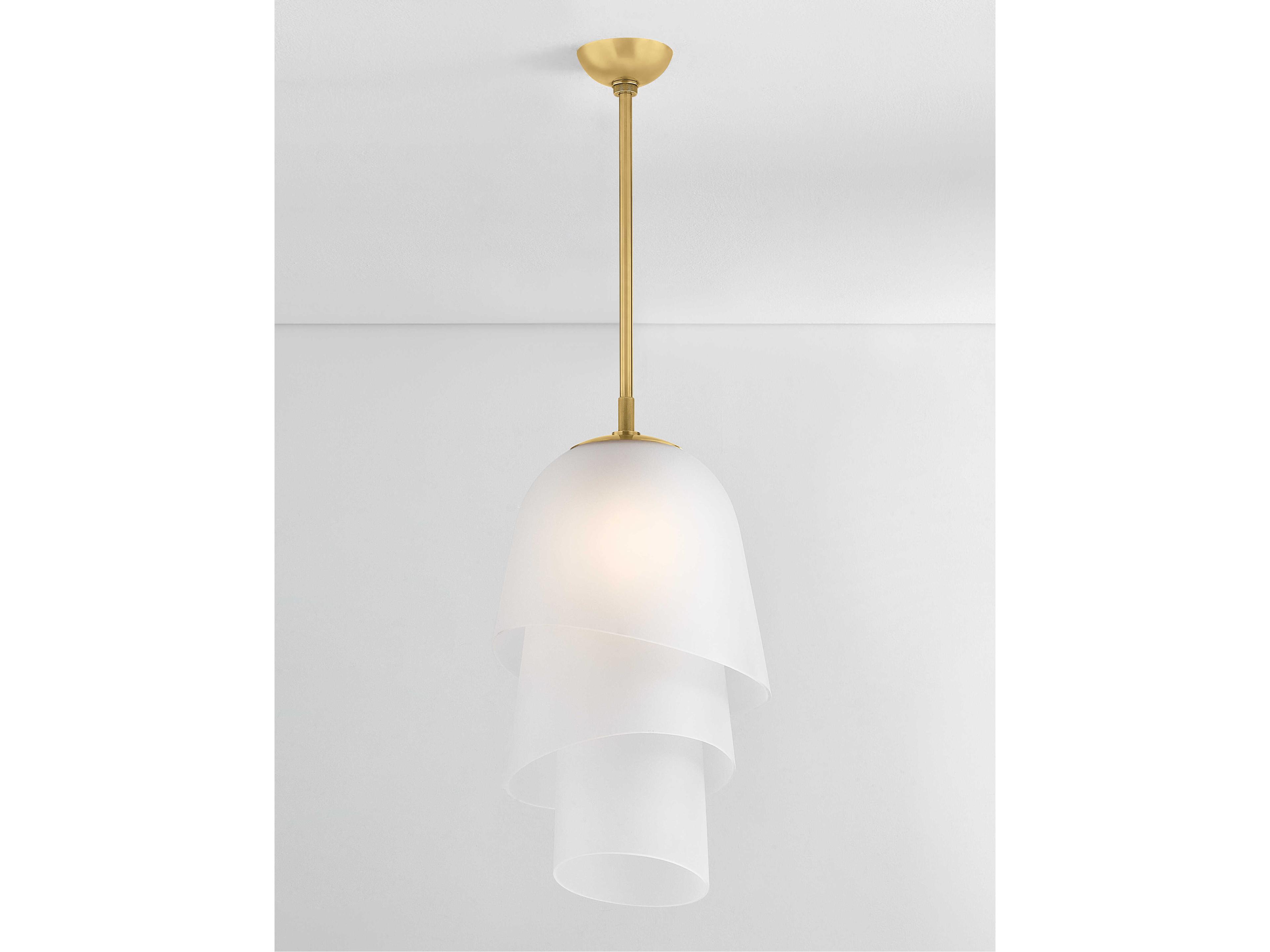 Corbett Lighting Hela 1-Light Vintage Brass White Pendant
