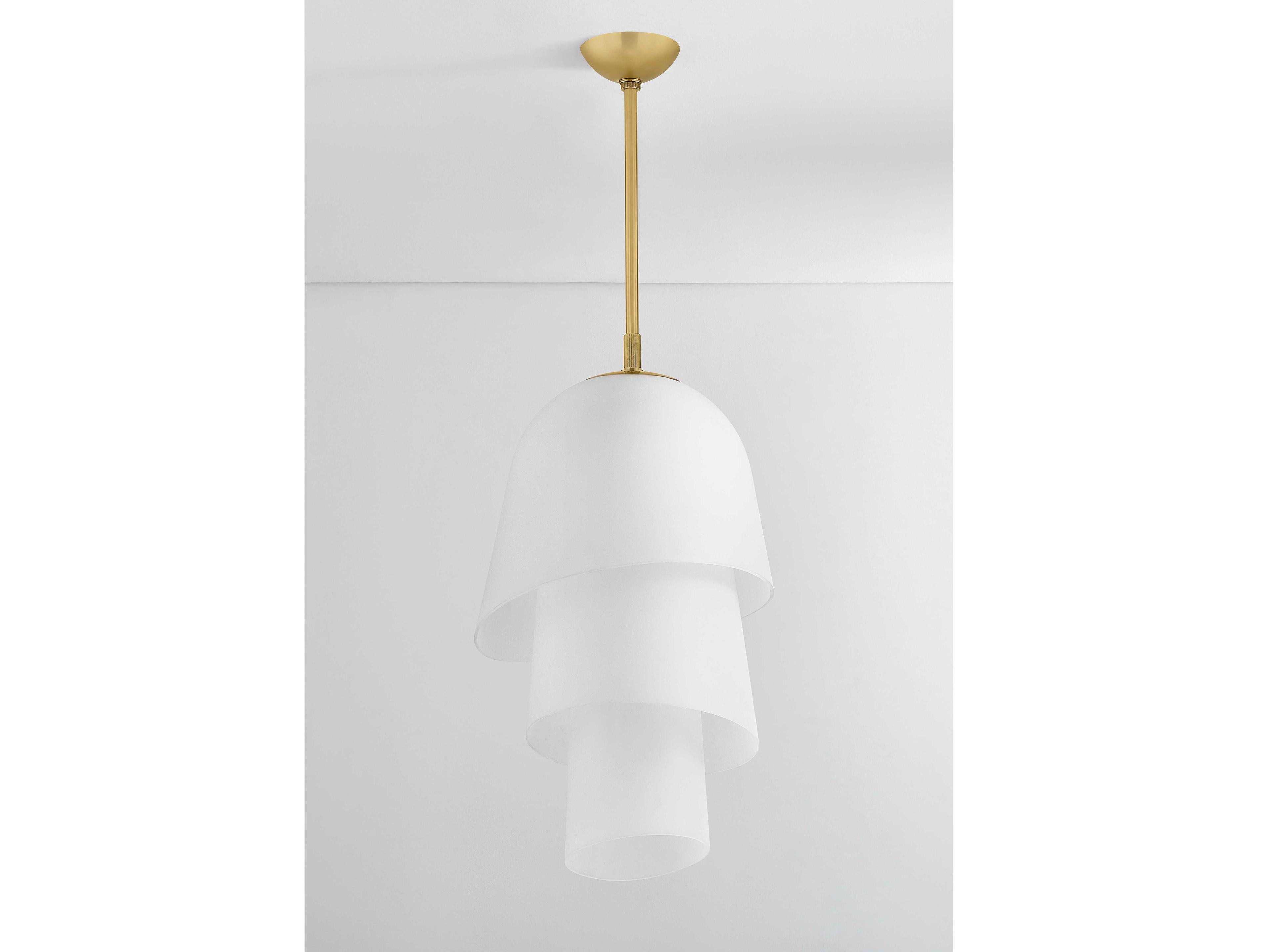 Corbett Lighting Hela 1-Light Vintage Brass White Pendant