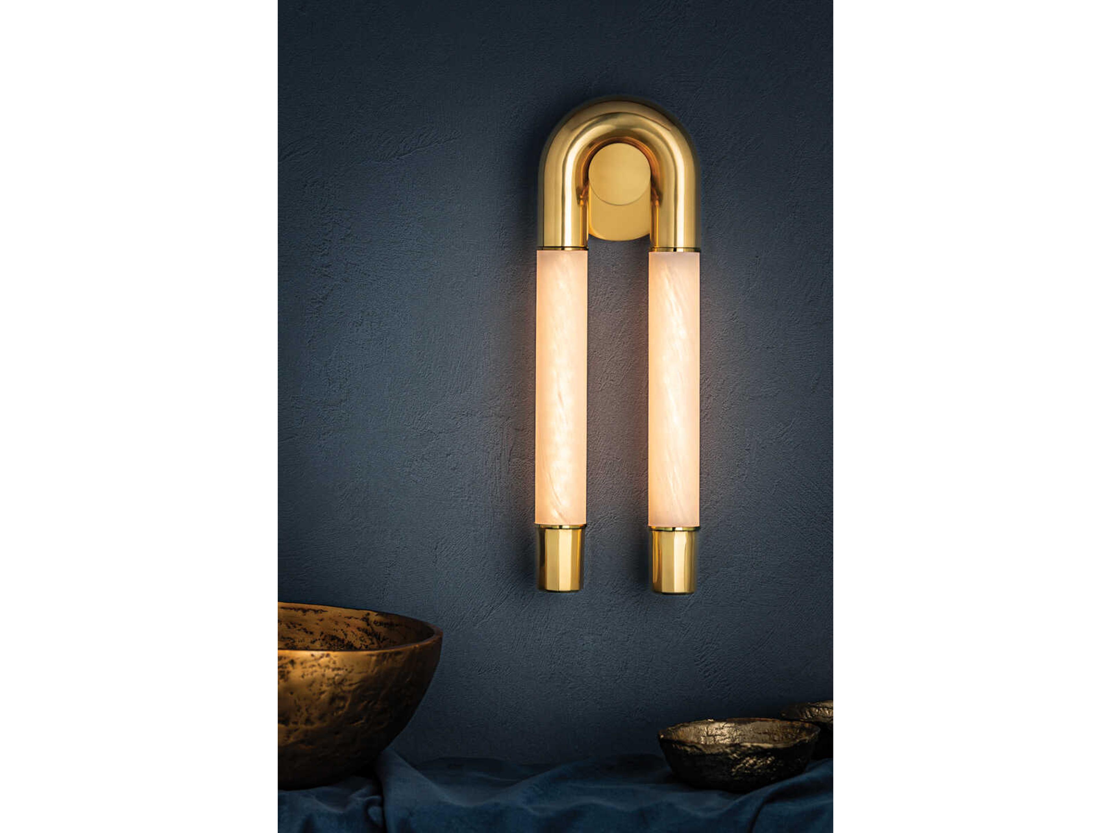 Corbett Lighting Zeme 2-Light Vintage Polished Brass Wall Sconce