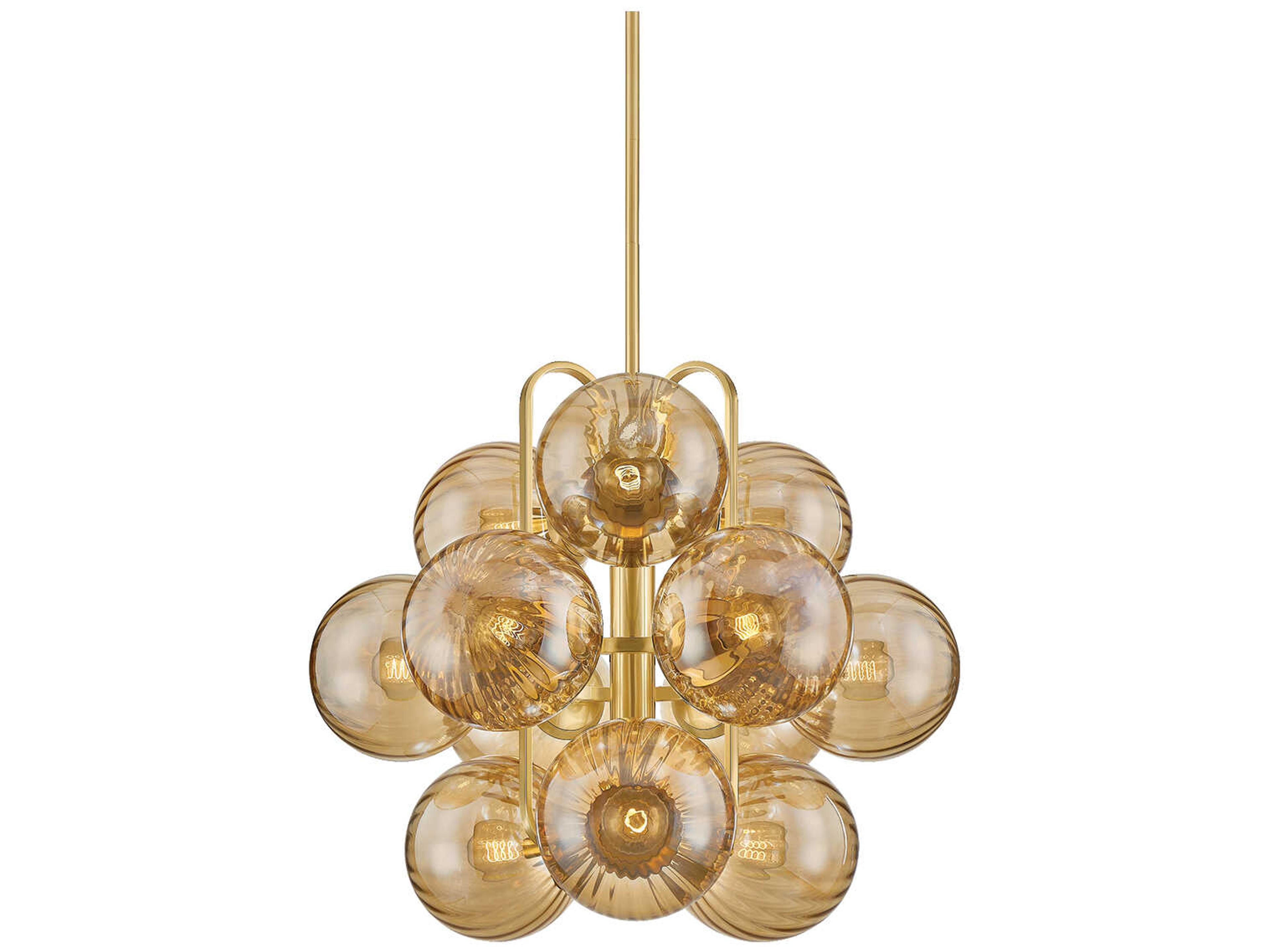 Cronus 12-Light Vintage Polished Brass Globe Chandelier
