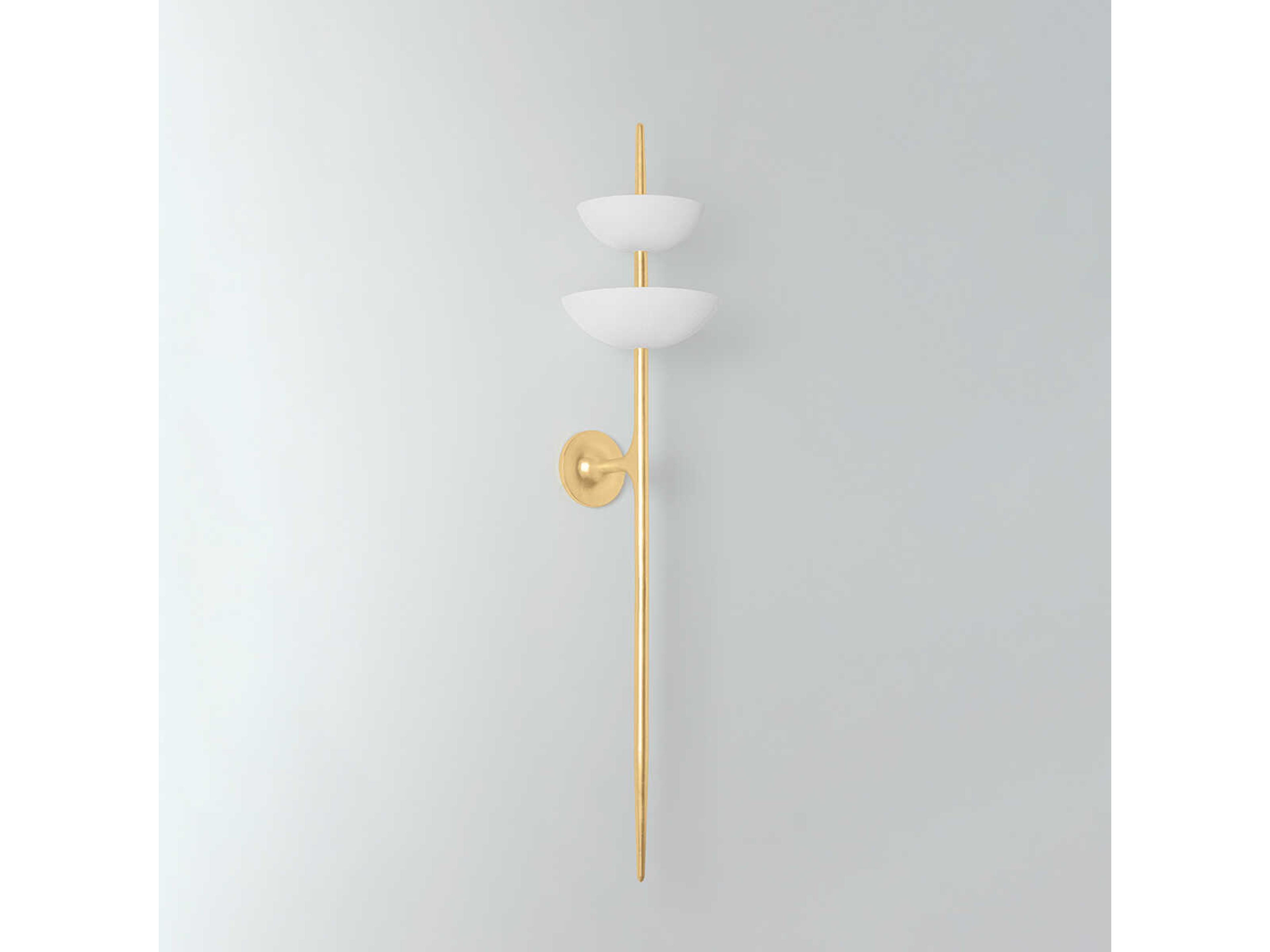 Corbett Lighting Evander 2-Light Vintage Gold Leaf Gesso White Wall Sconce