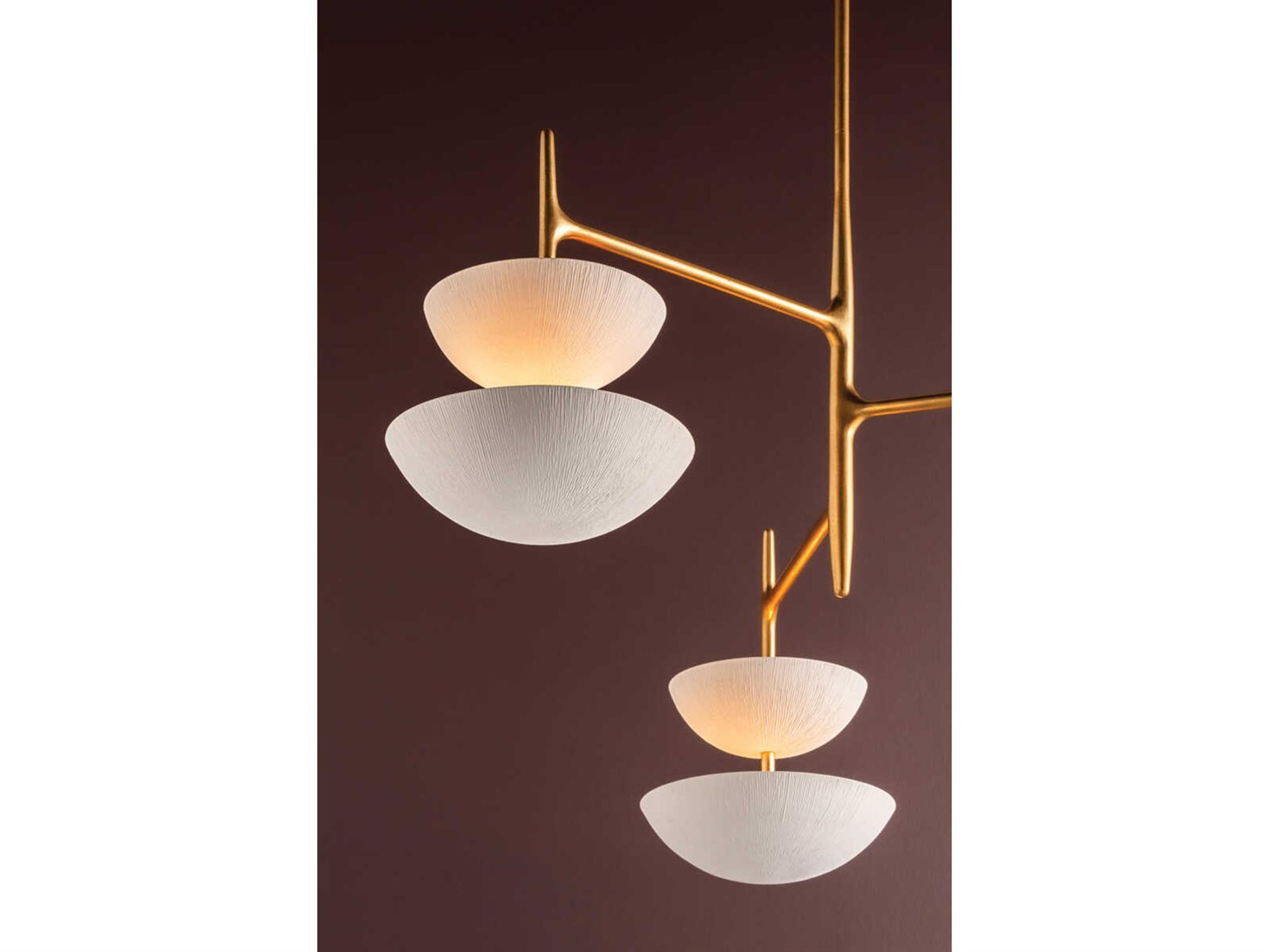 Corbett Lighting Evander 6-Light Vintage Gold Leaf Gesso White Bowl Chandelier