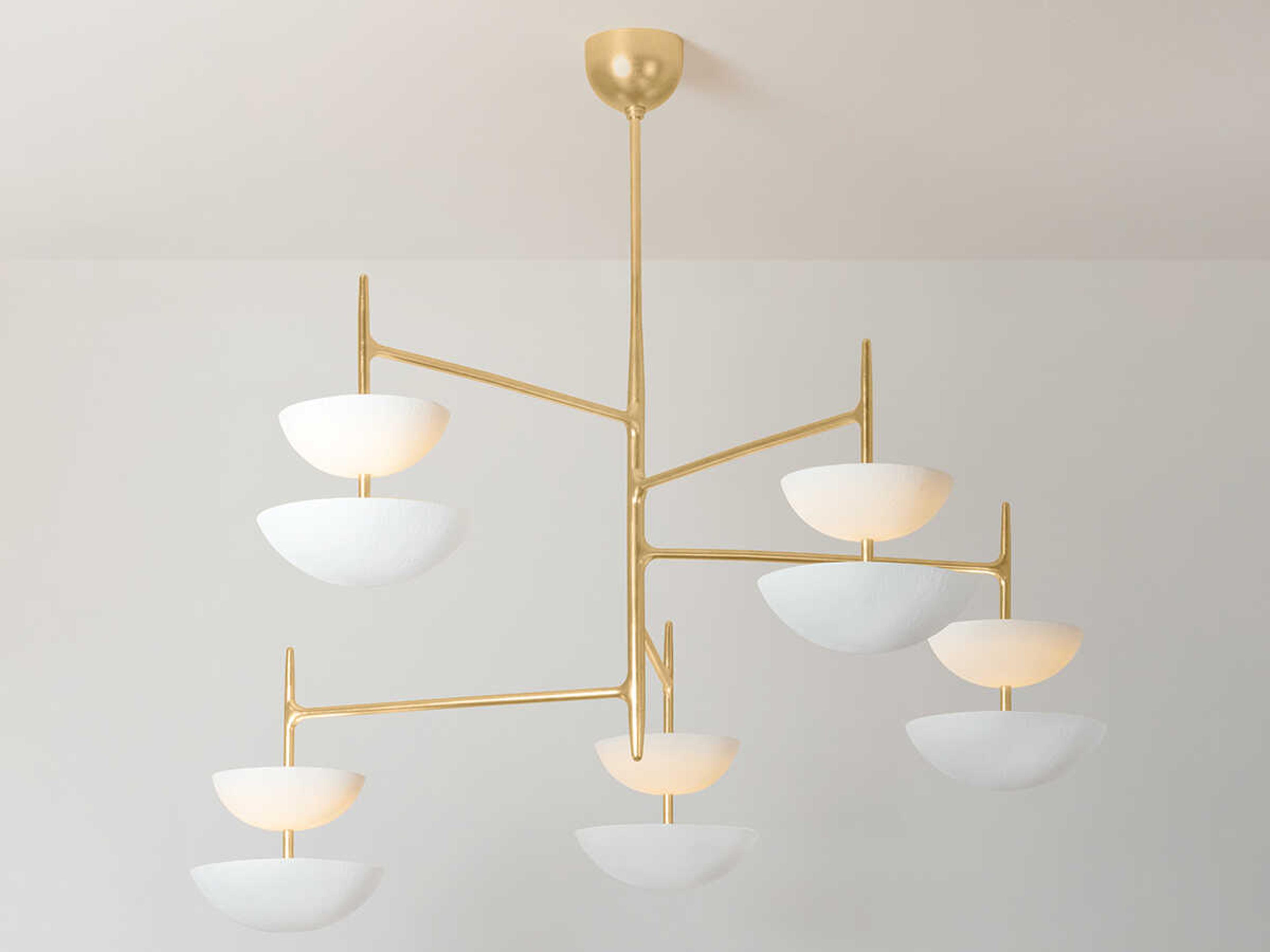 Corbett Lighting Evander 10-Light Vintage Gold Leaf Gesso White Bowl Chandelier