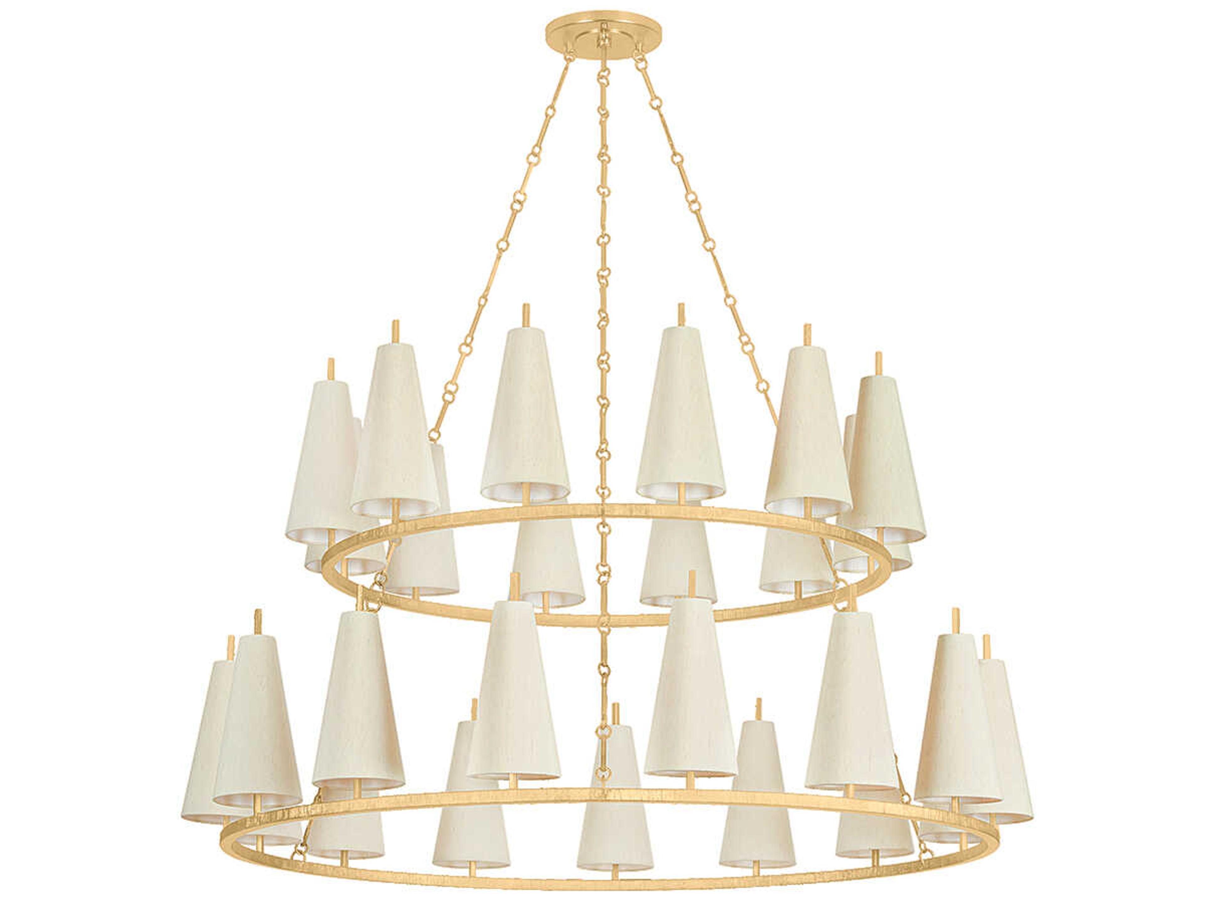 Tirana 27-Light Vintage Gold Leaf Tiered Chandelier
