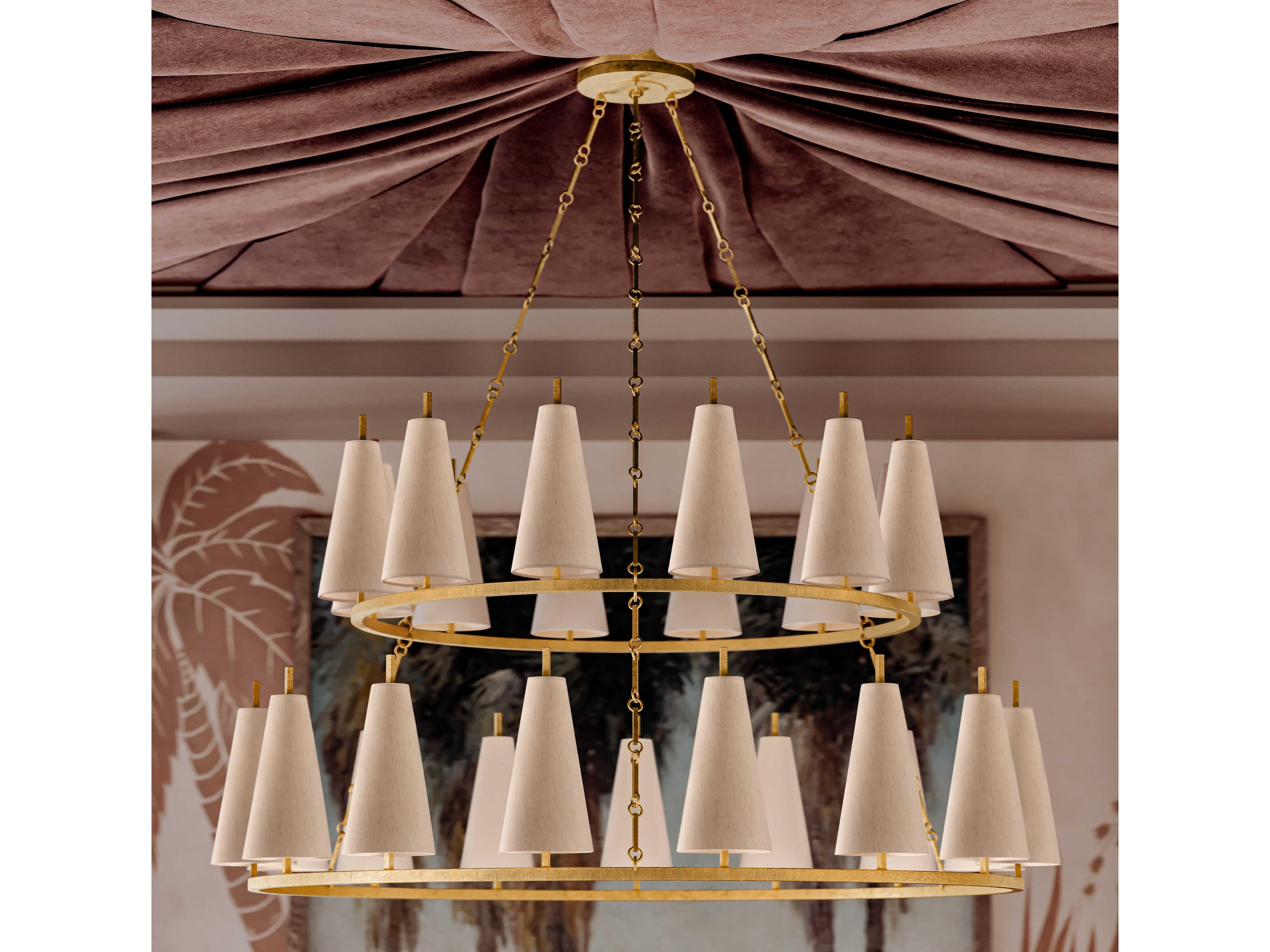 Corbett Lighting Tirana 27-Light Vintage Gold Leaf Tiered Chandelier