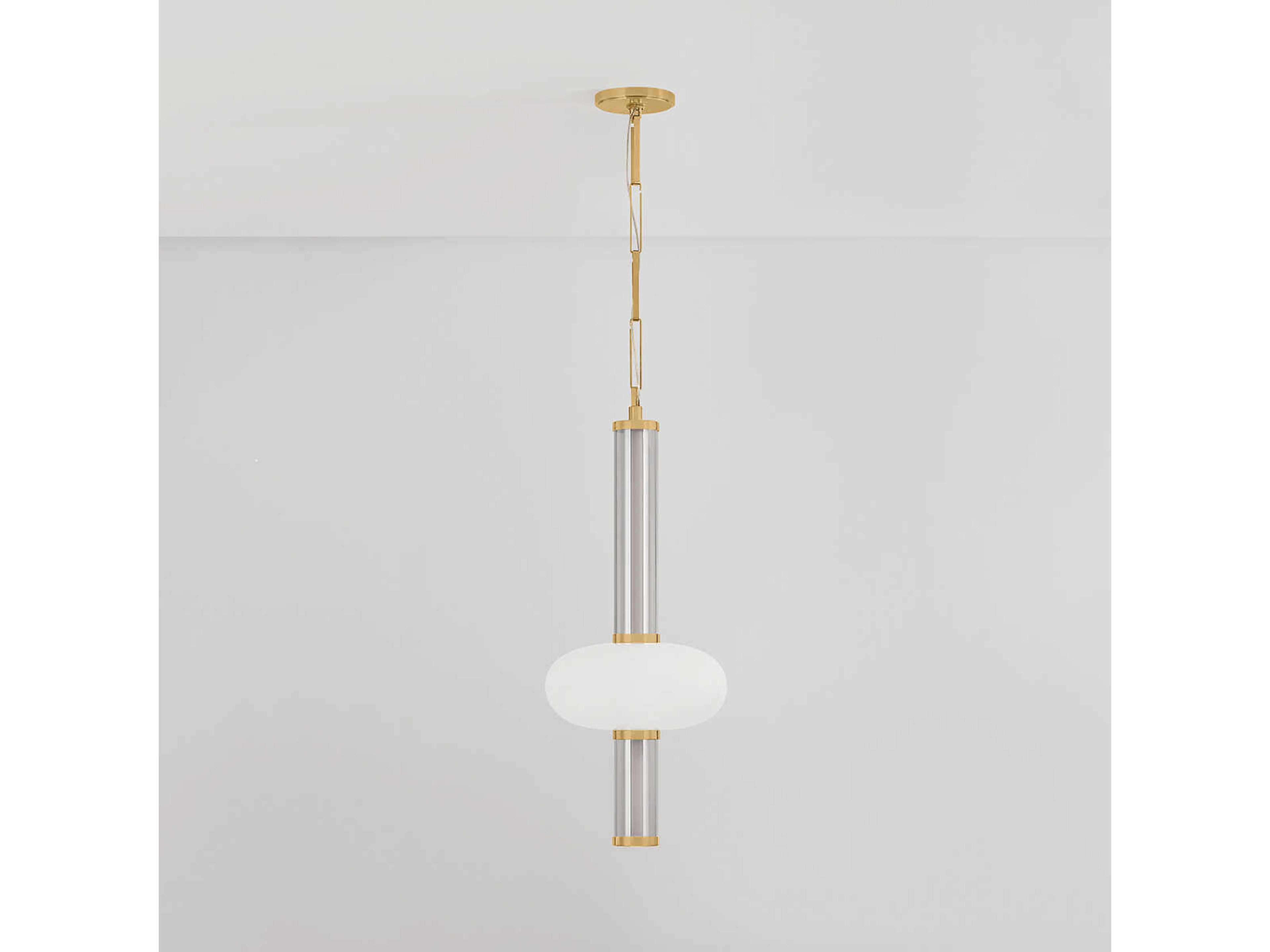 Corbett Lighting Corbin 1-Light Vintage Brass Cylinder Mini Pendant