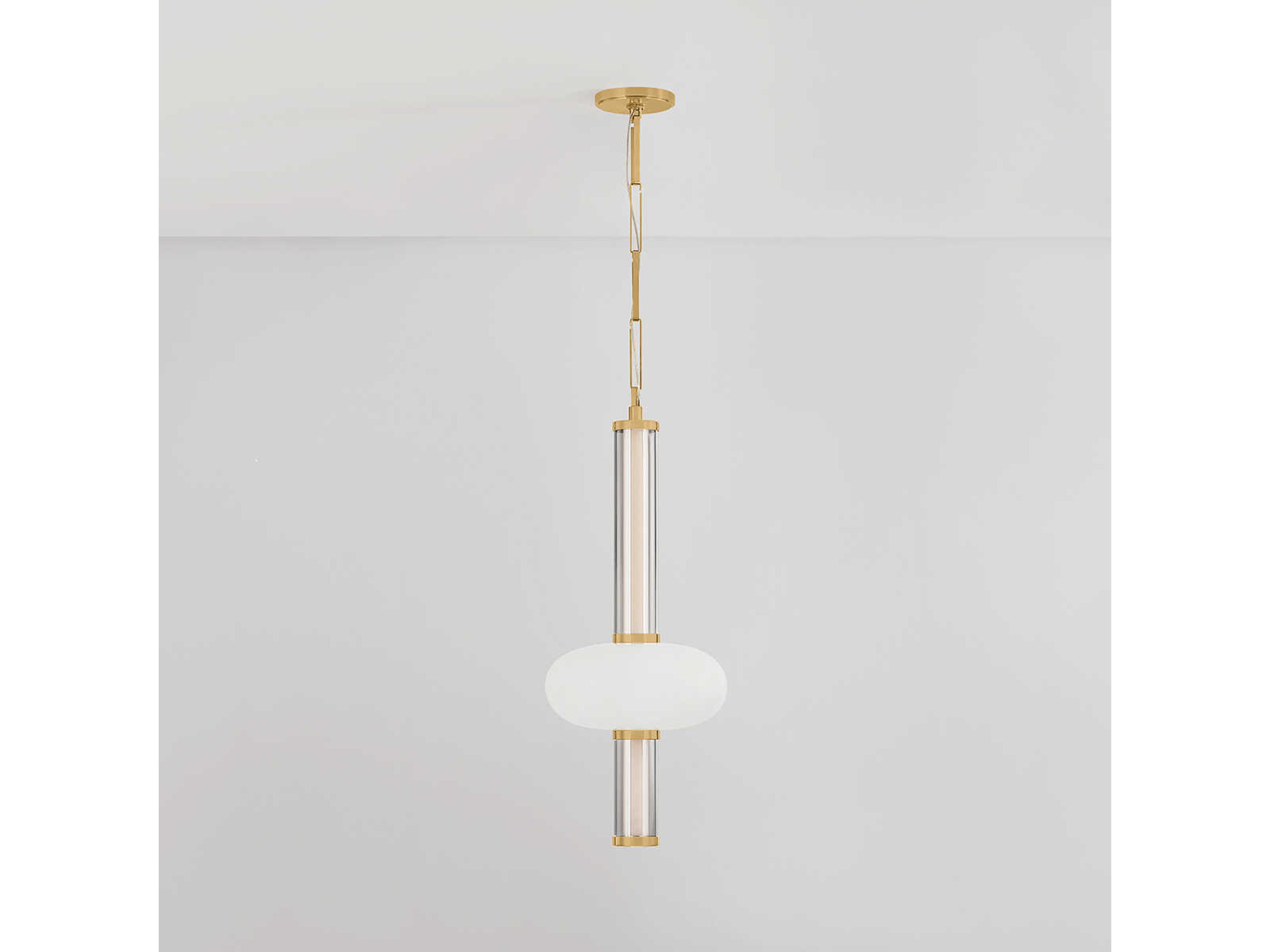 Corbett Lighting Corbin 1-Light Vintage Brass Cylinder Mini Pendant