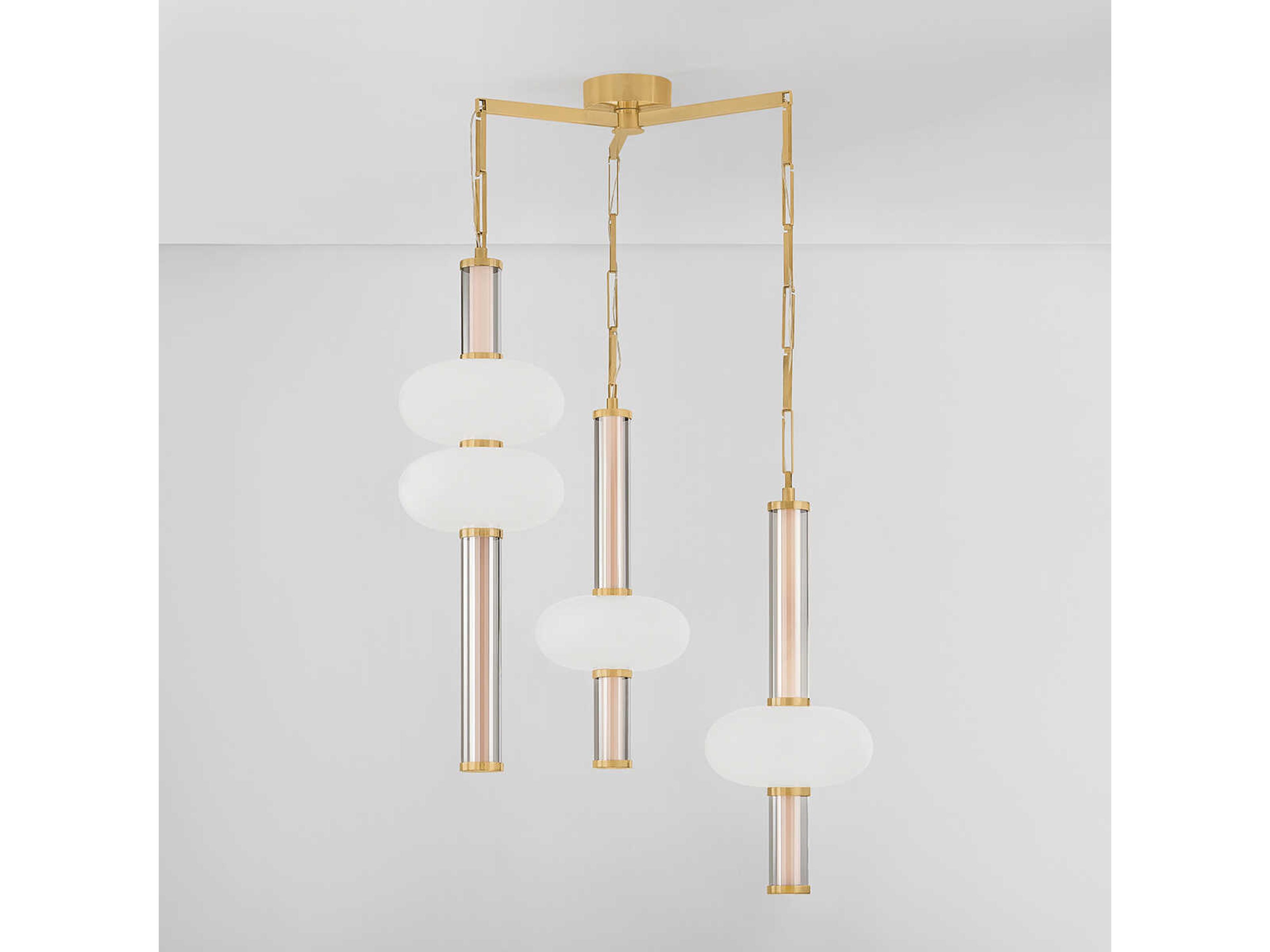 Corbett Lighting Corbin 3-Light Vintage Brass Cylinder Chandelier