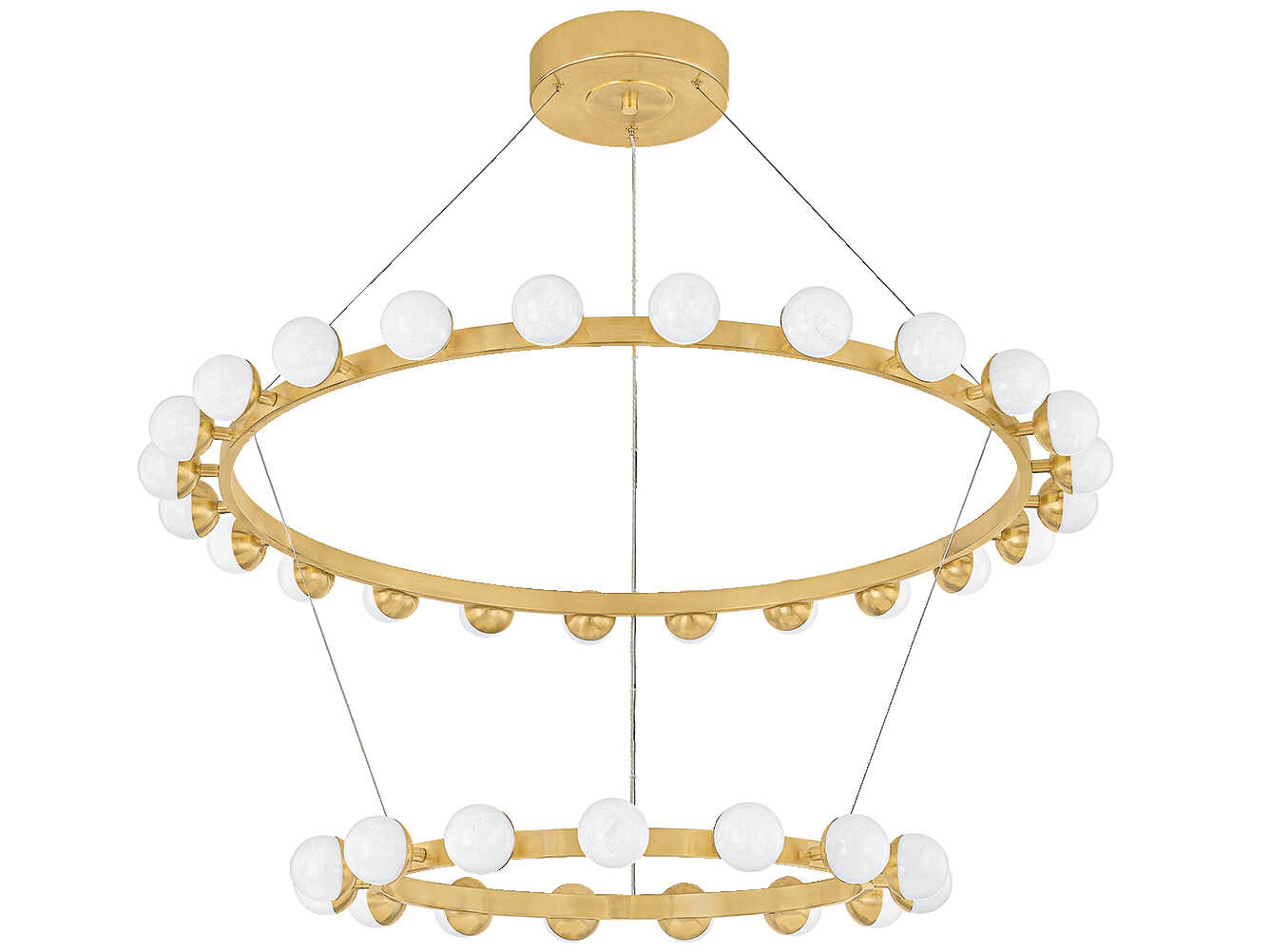 Linus 39-Light Vintage Brass Globe Tiered Chandelier