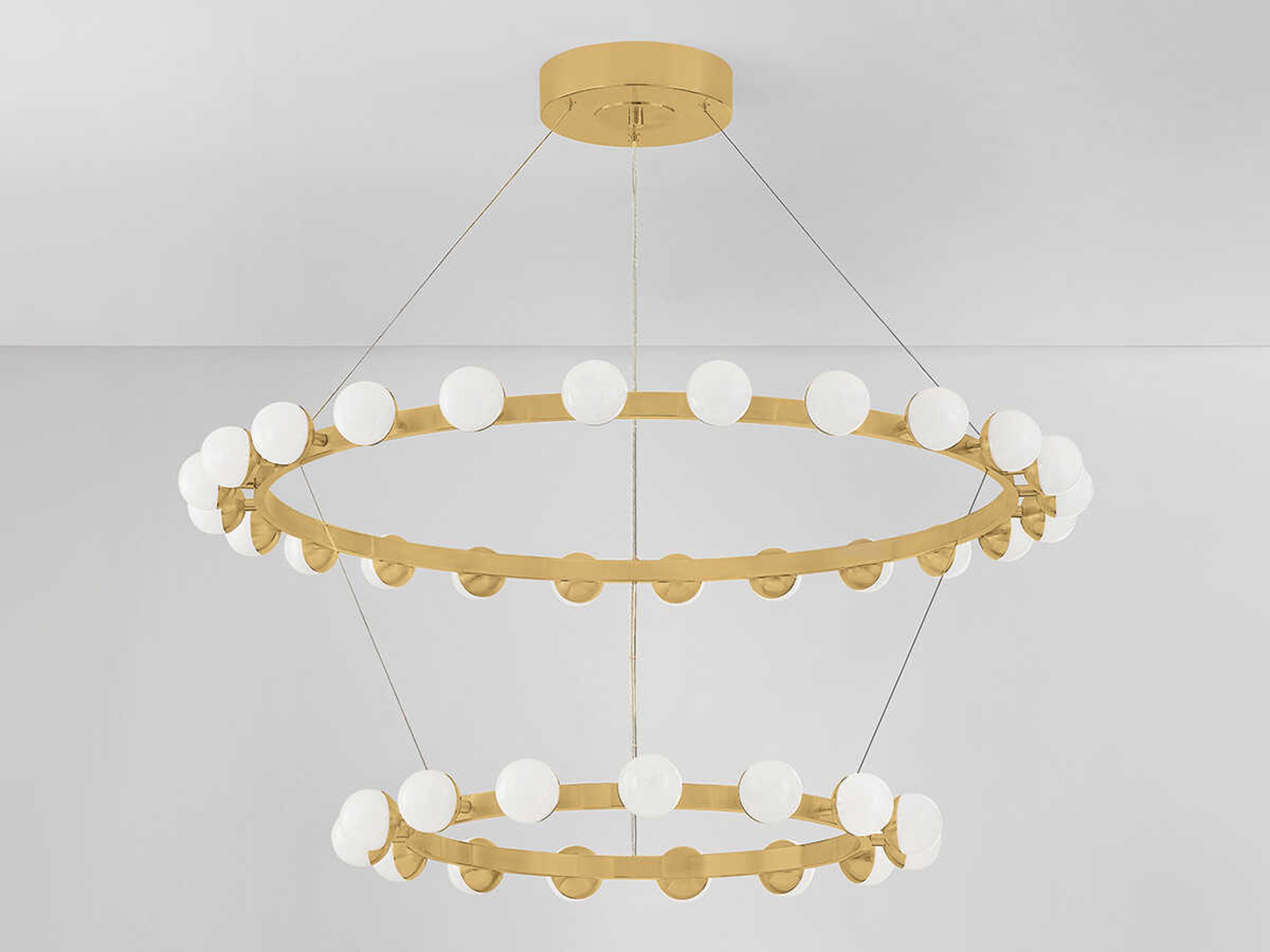 Corbett Lighting Linus 39-Light Vintage Brass Globe Tiered Chandelier