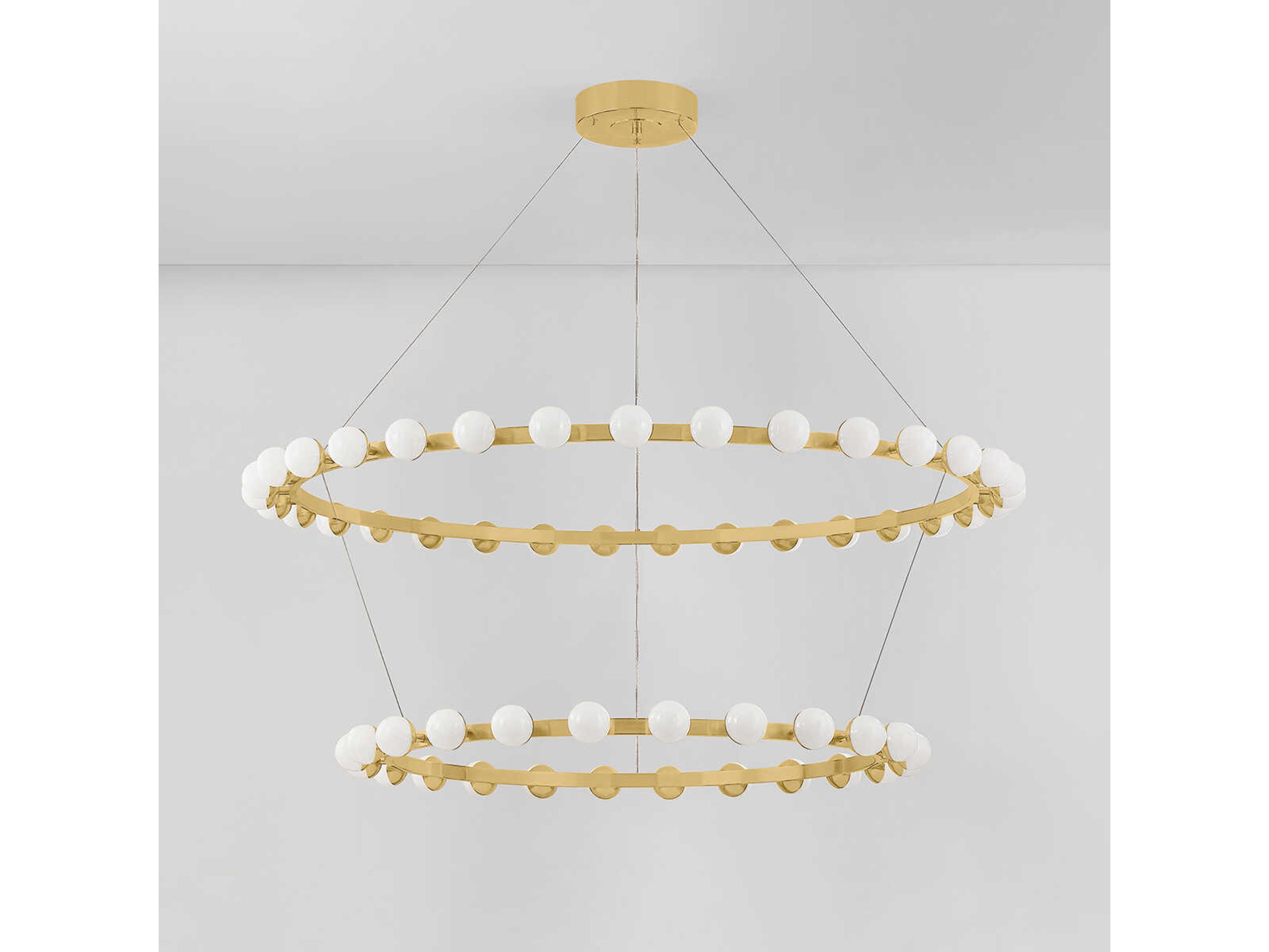 Corbett Lighting Linus 57-Light Vintage Brass Globe Tiered Chandelier