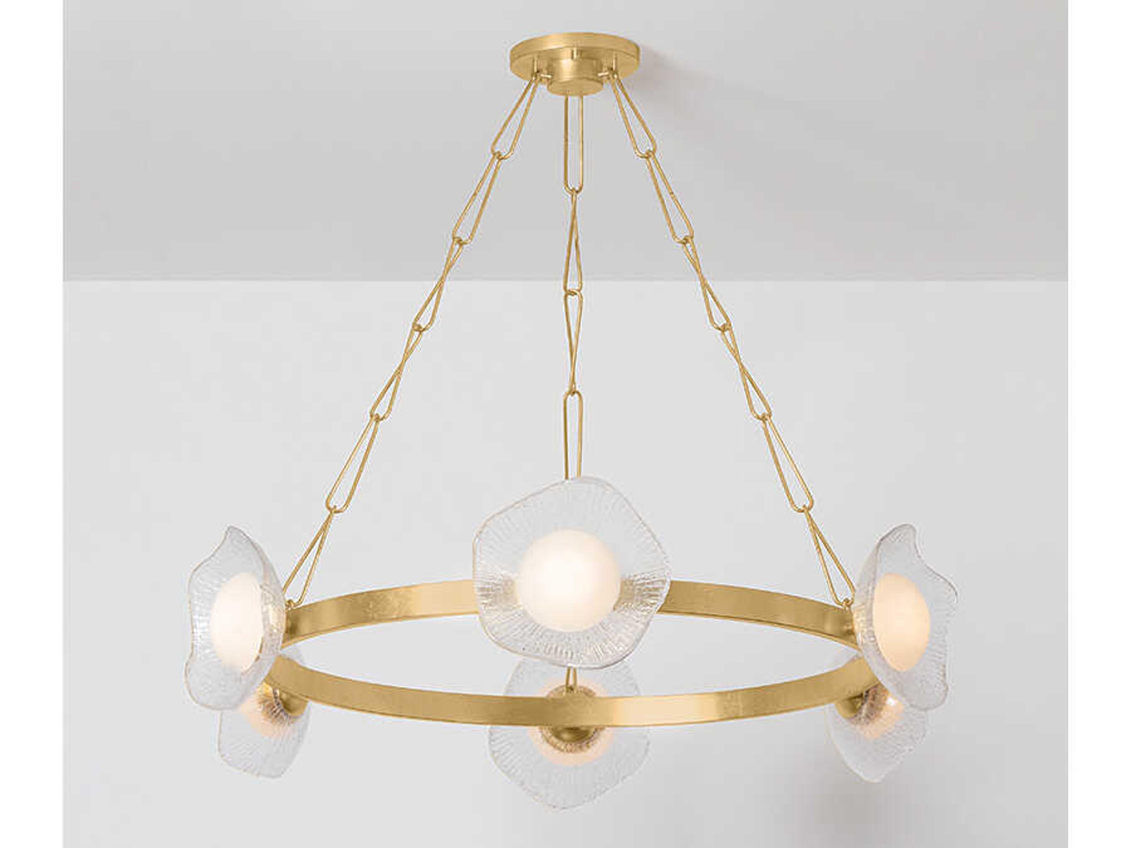 Corbett Lighting Almandine 6-Light Vintage Gold Leaf Round Chandelier