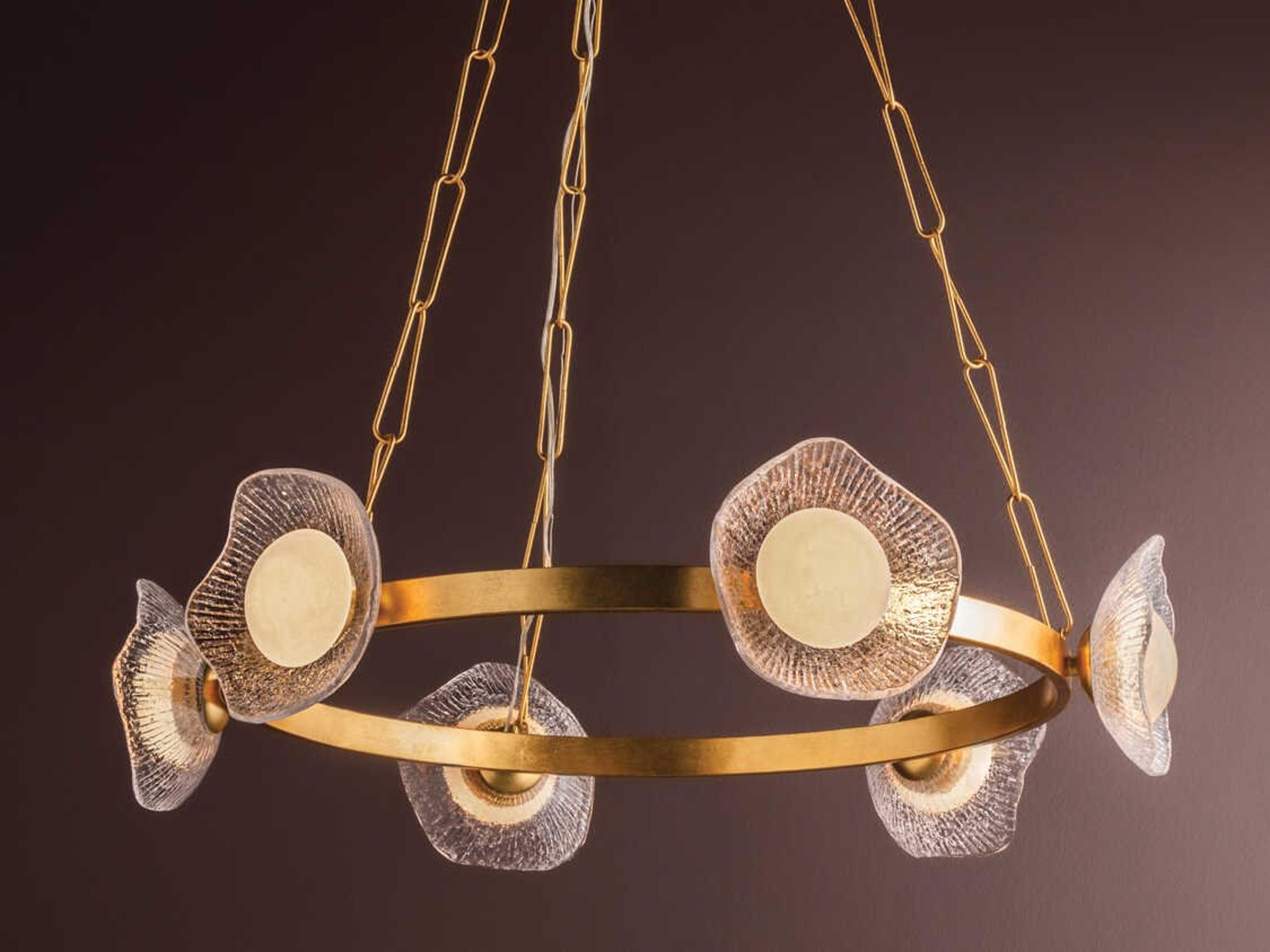 Corbett Lighting Almandine 6-Light Vintage Gold Leaf Round Chandelier