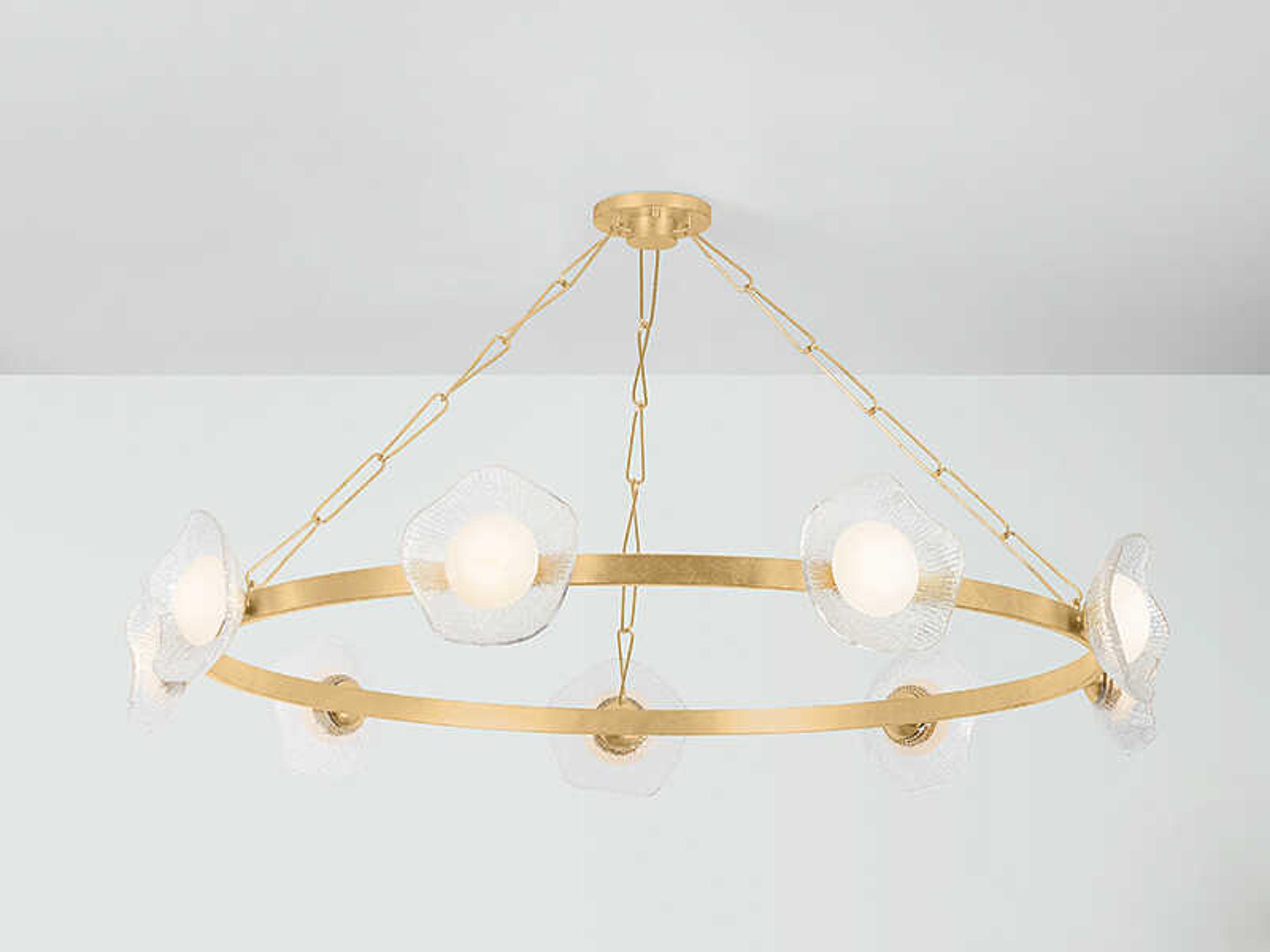 Corbett Lighting Almandine 9-Light Vintage Gold Leaf Round Chandelier