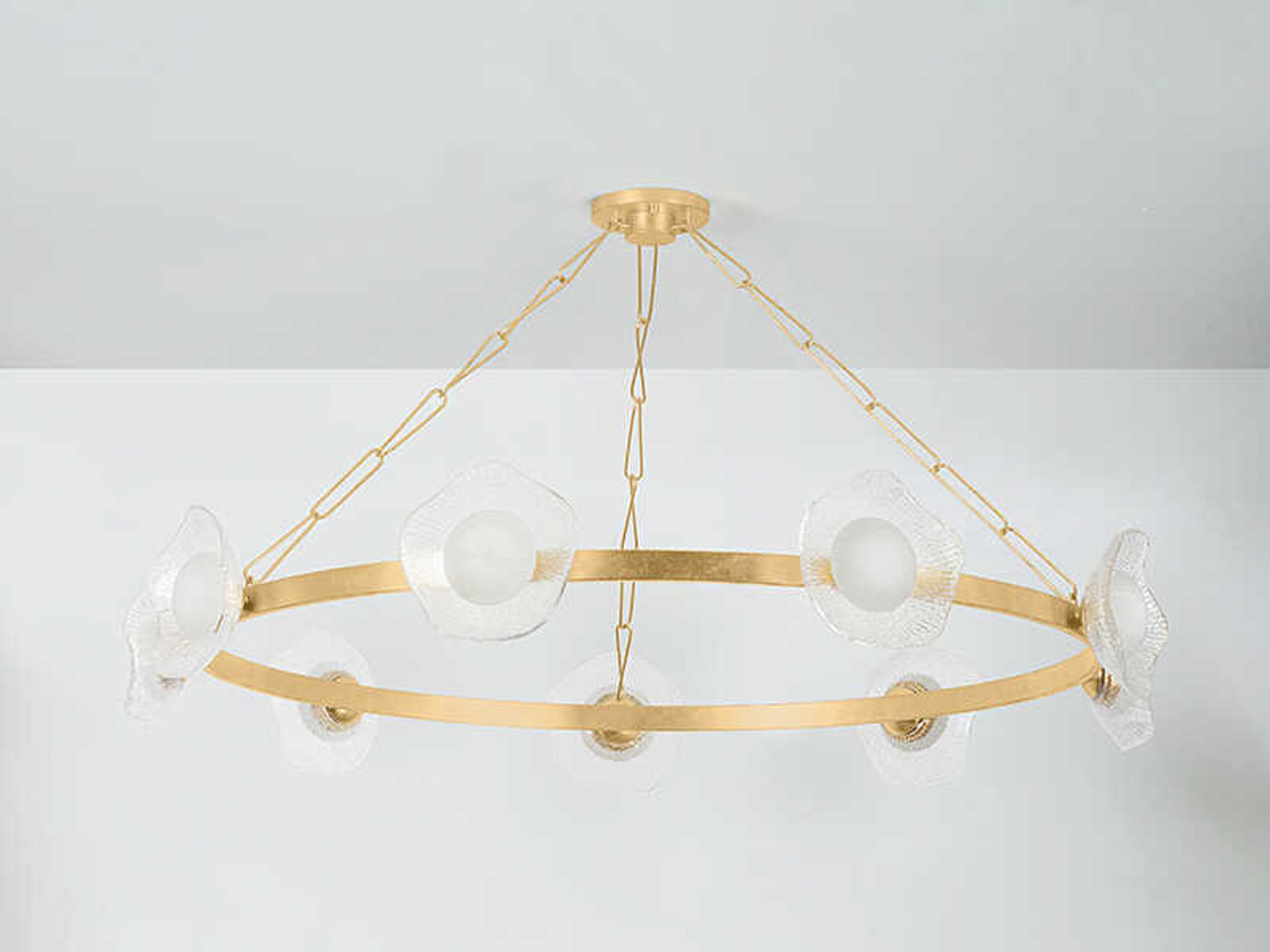Corbett Lighting Almandine 9-Light Vintage Gold Leaf Round Chandelier