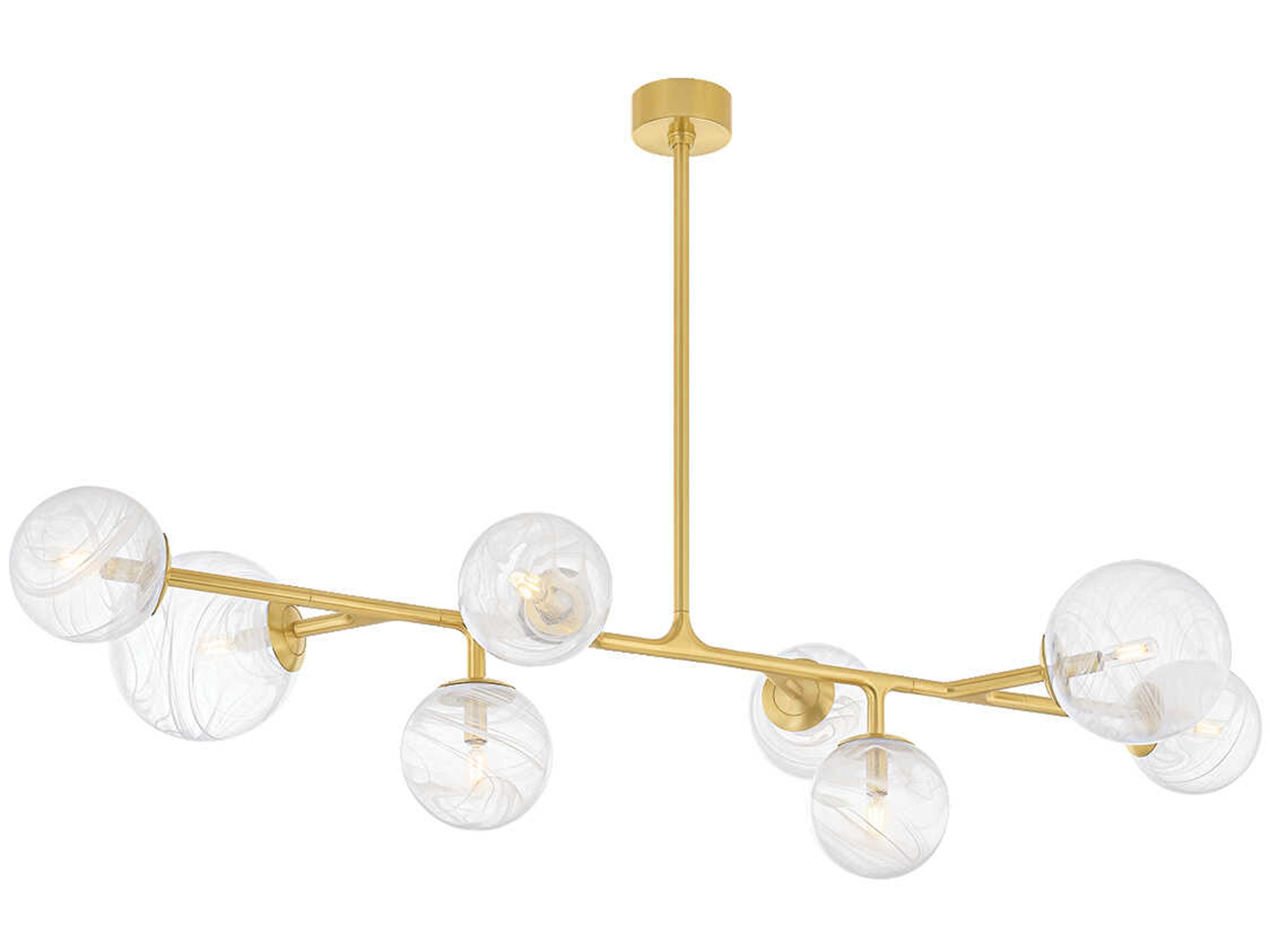 Glasgow 8-Light Vintage Polished Brass Globe Linear Island Pendant