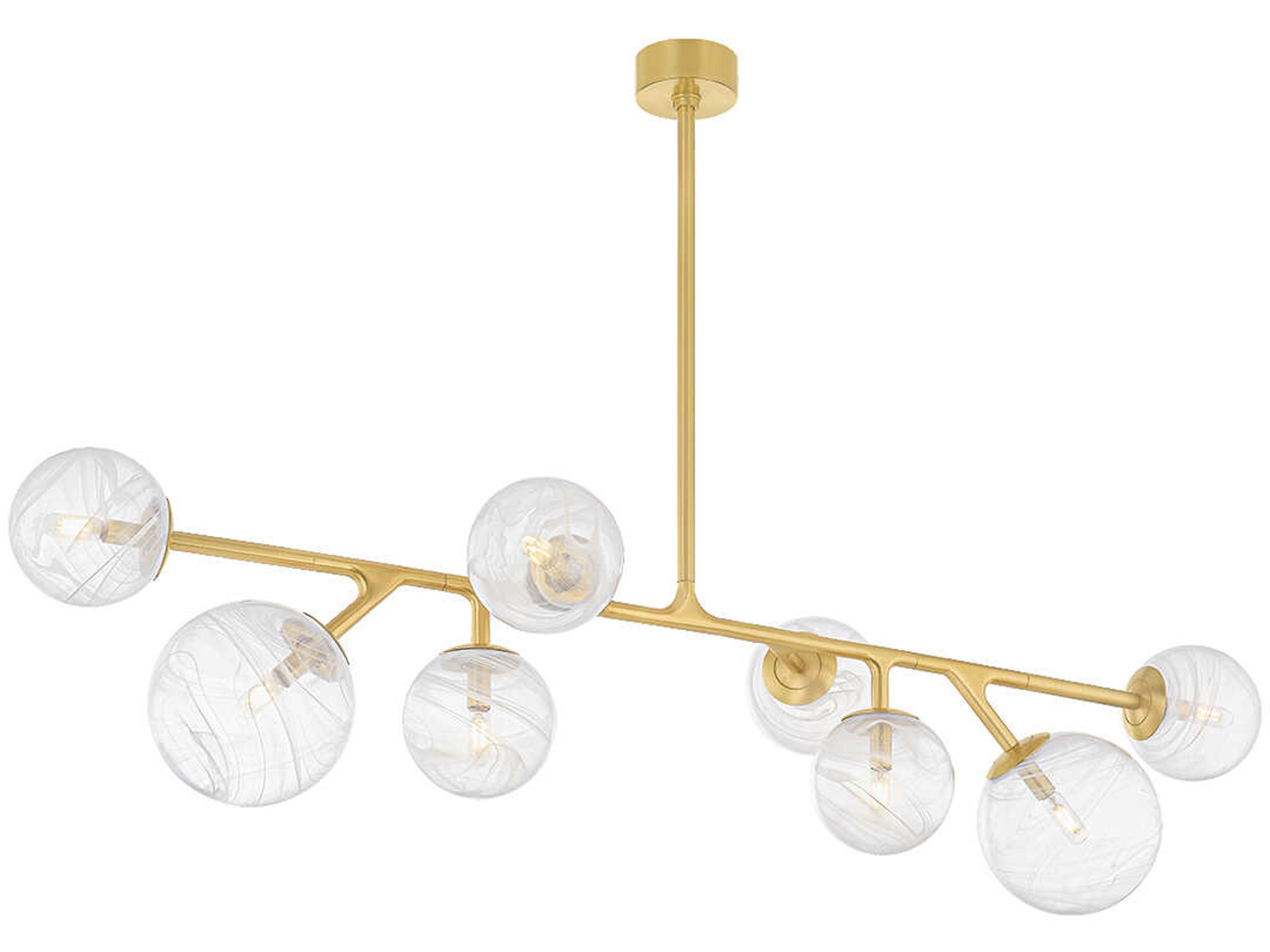 Corbett Lighting Glasgow 8-Light Vintage Polished Brass Globe Linear Island Pendant