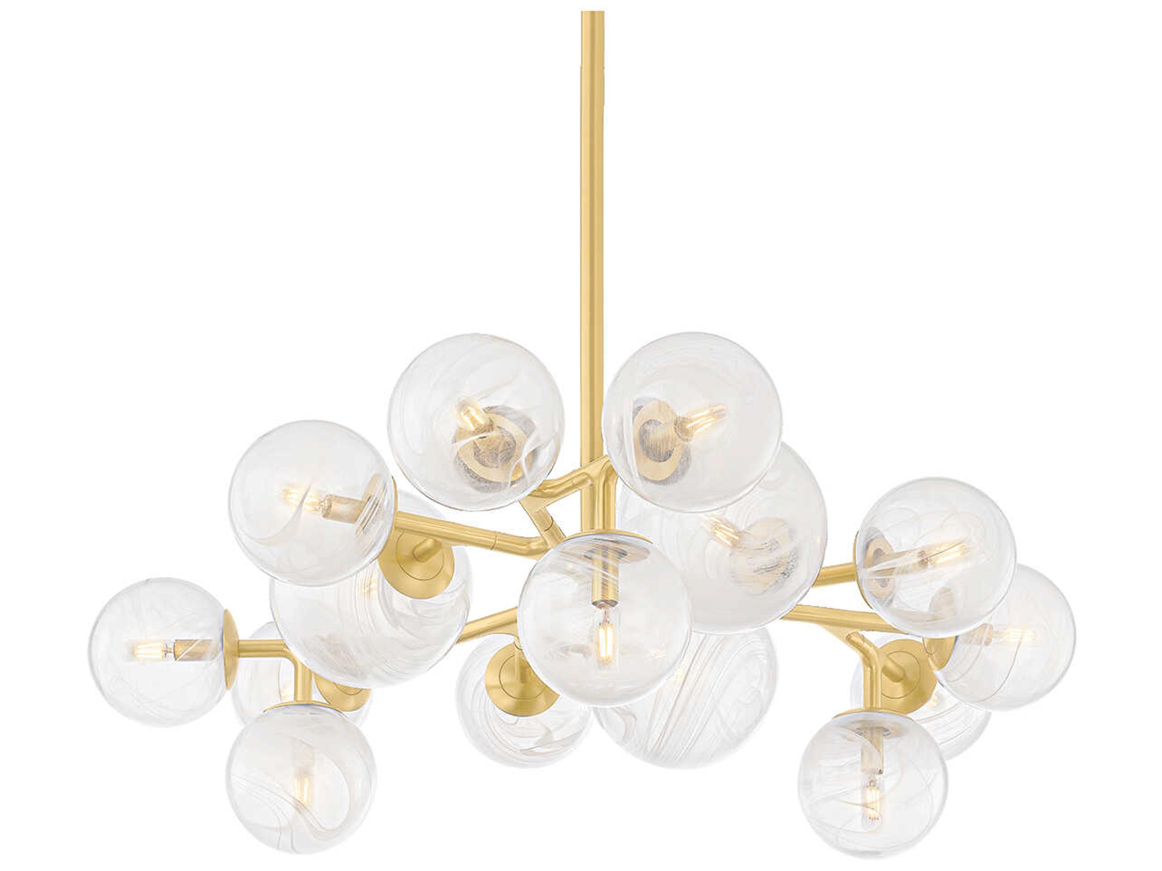 Glasgow 15-Light Vintage Polished Brass Globe Chandelier