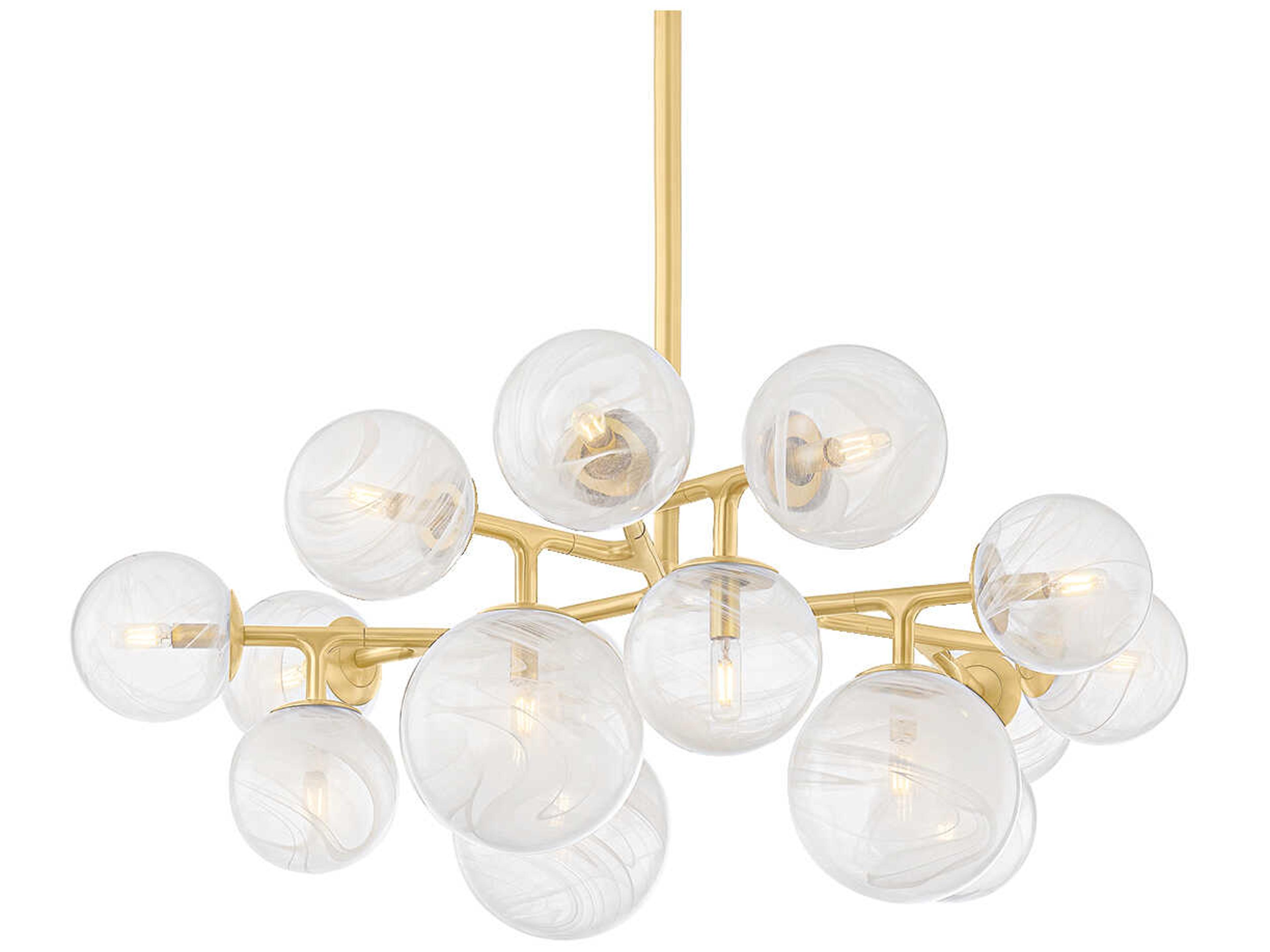 Corbett Lighting Glasgow 15-Light Vintage Polished Brass Globe Chandelier
