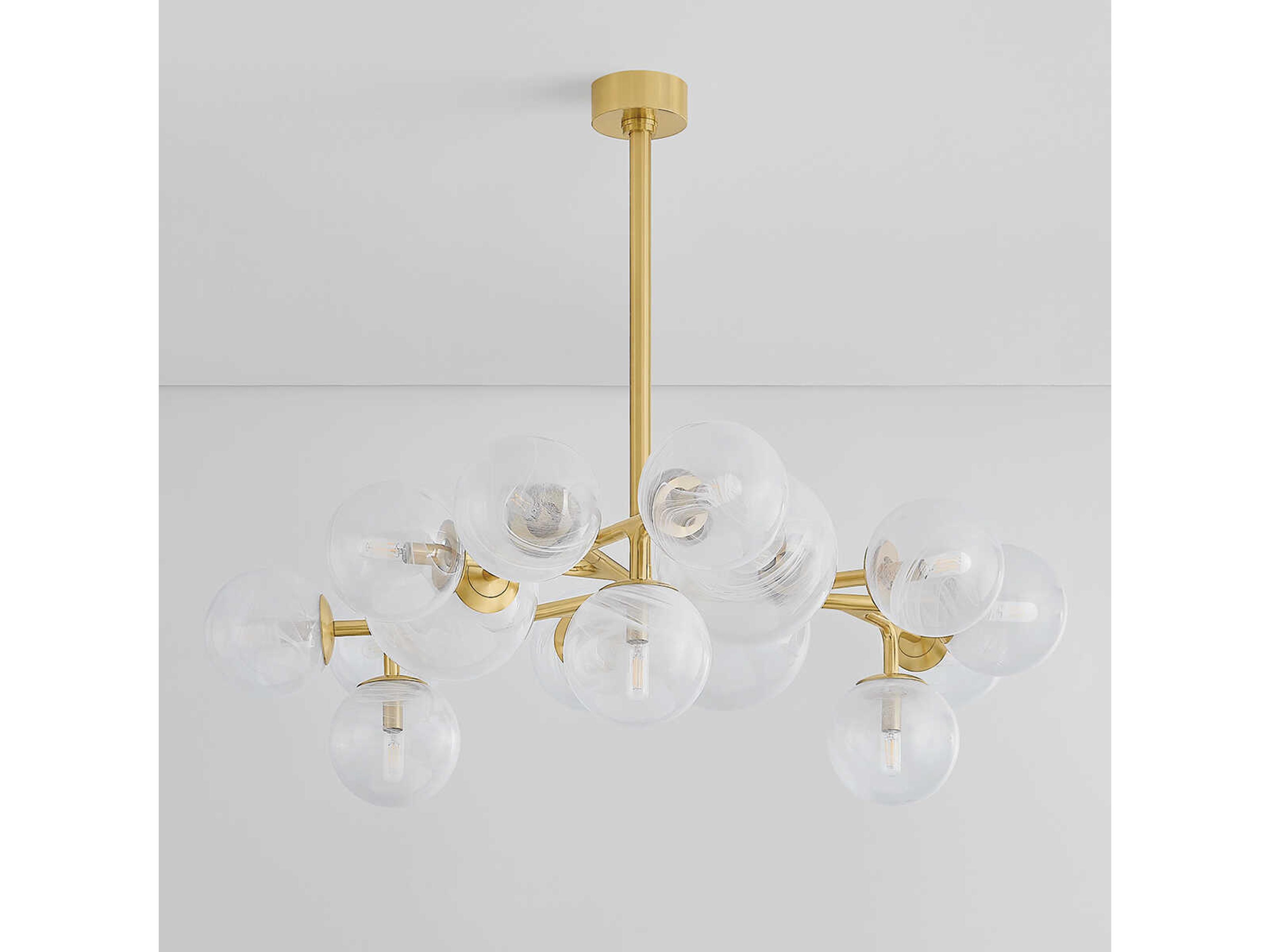 Corbett Lighting Glasgow 15-Light Vintage Polished Brass Globe Chandelier