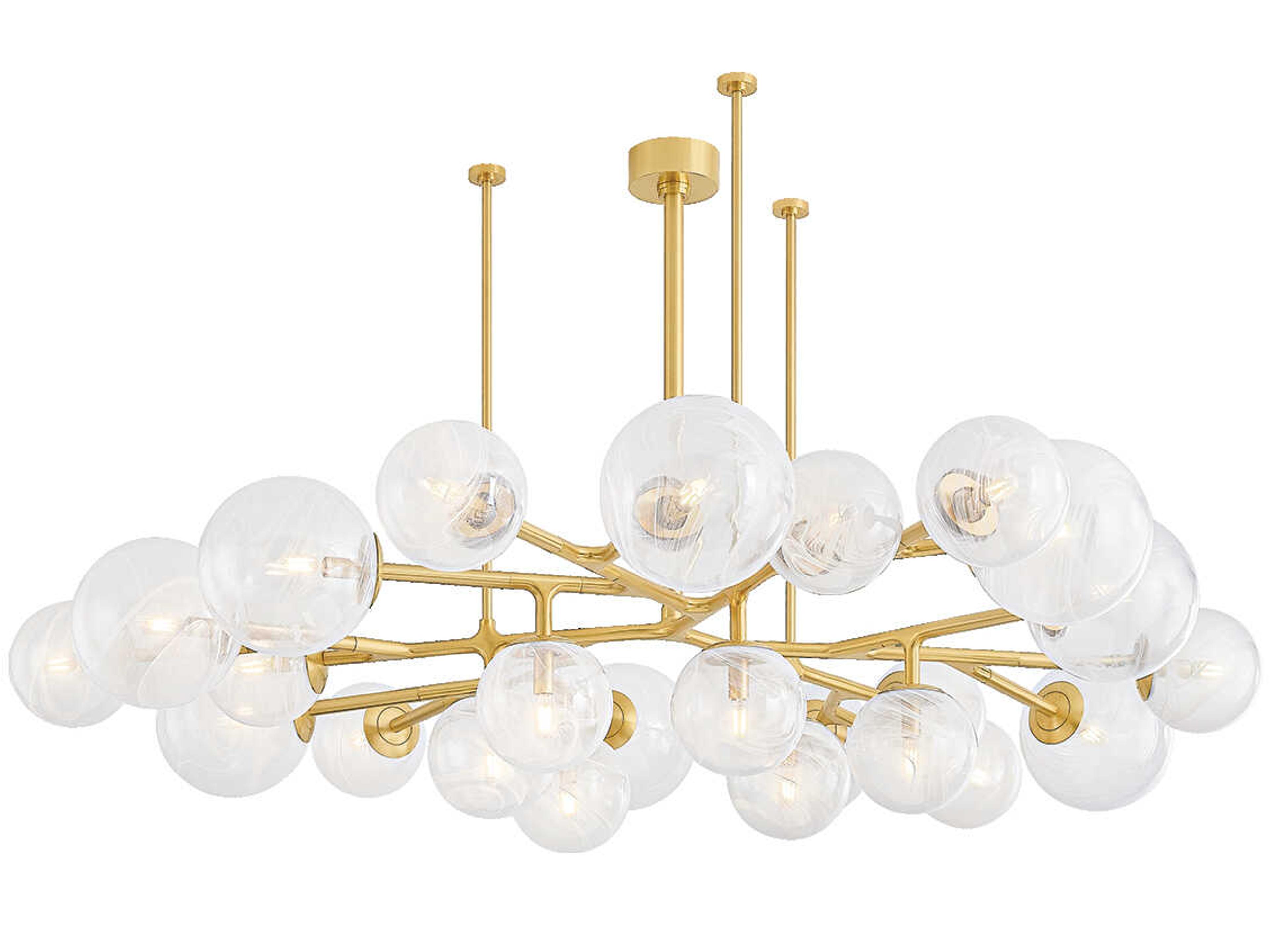 Corbett Lighting Glasgow 24-Light Vintage Polished Brass Globe Chandelier
