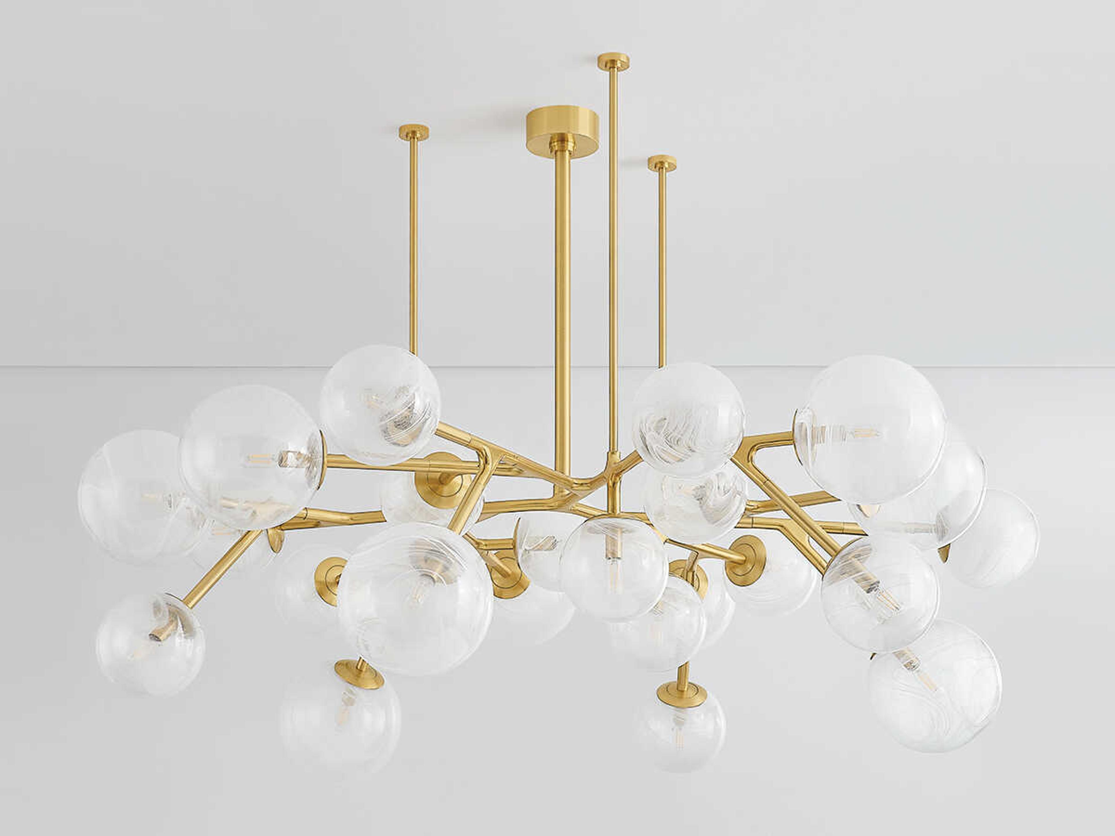 Corbett Lighting Glasgow 24-Light Vintage Polished Brass Globe Chandelier
