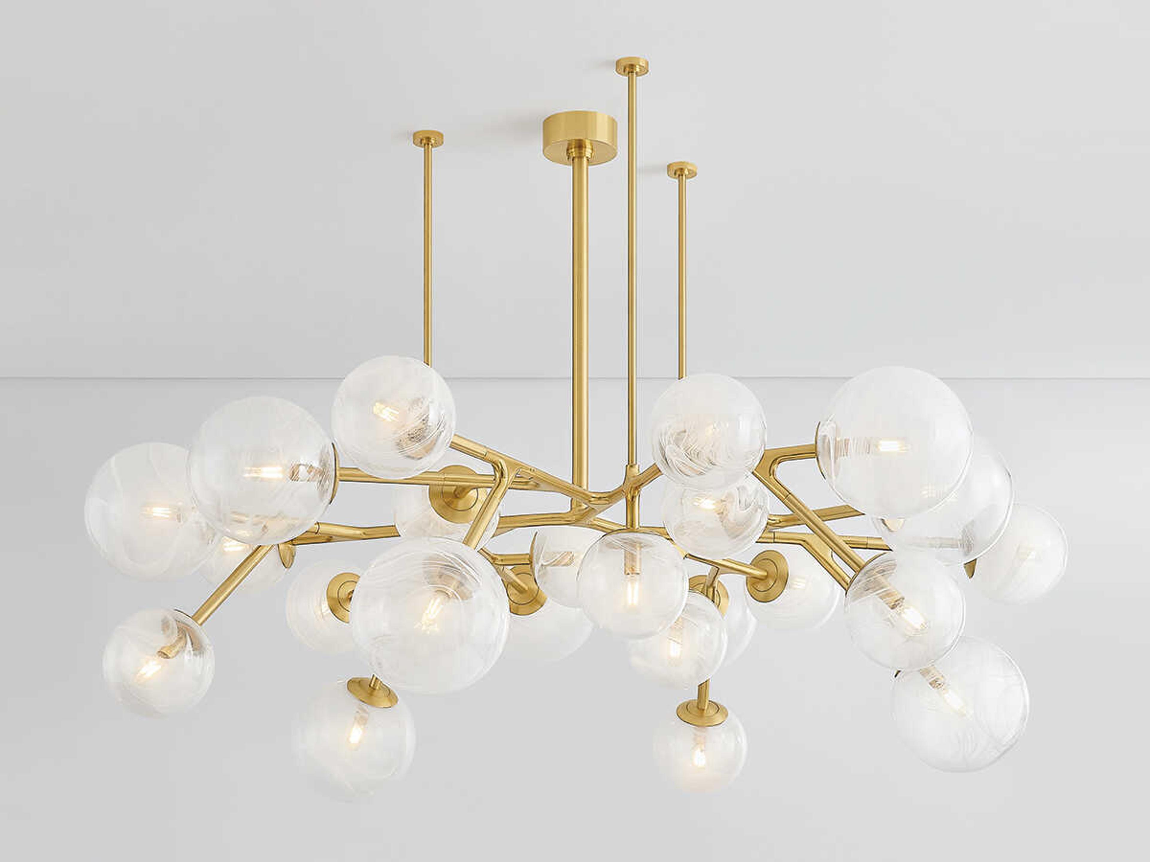 Corbett Lighting Glasgow 24-Light Vintage Polished Brass Globe Chandelier