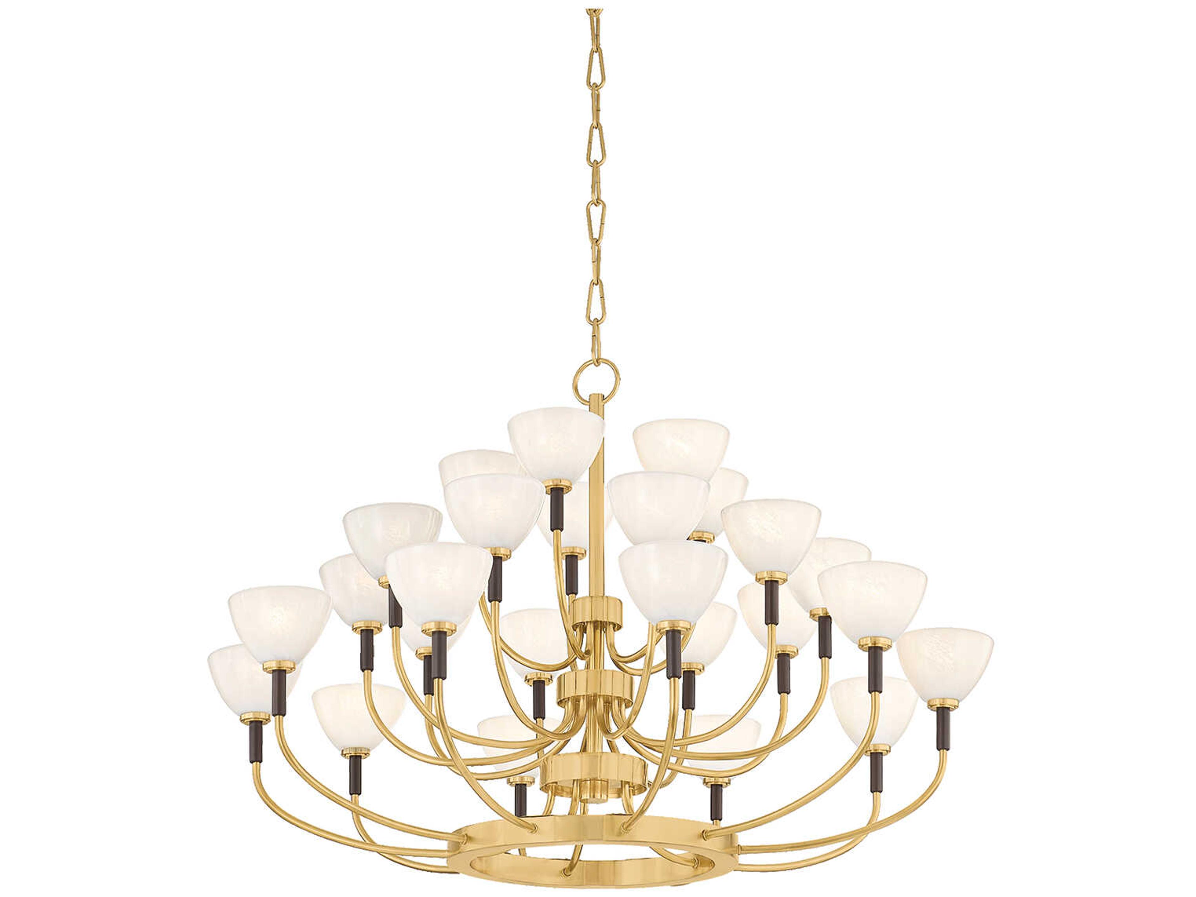 Brahma 25-Light Vintage Polished Brass Bronze Tiered Chandelier
